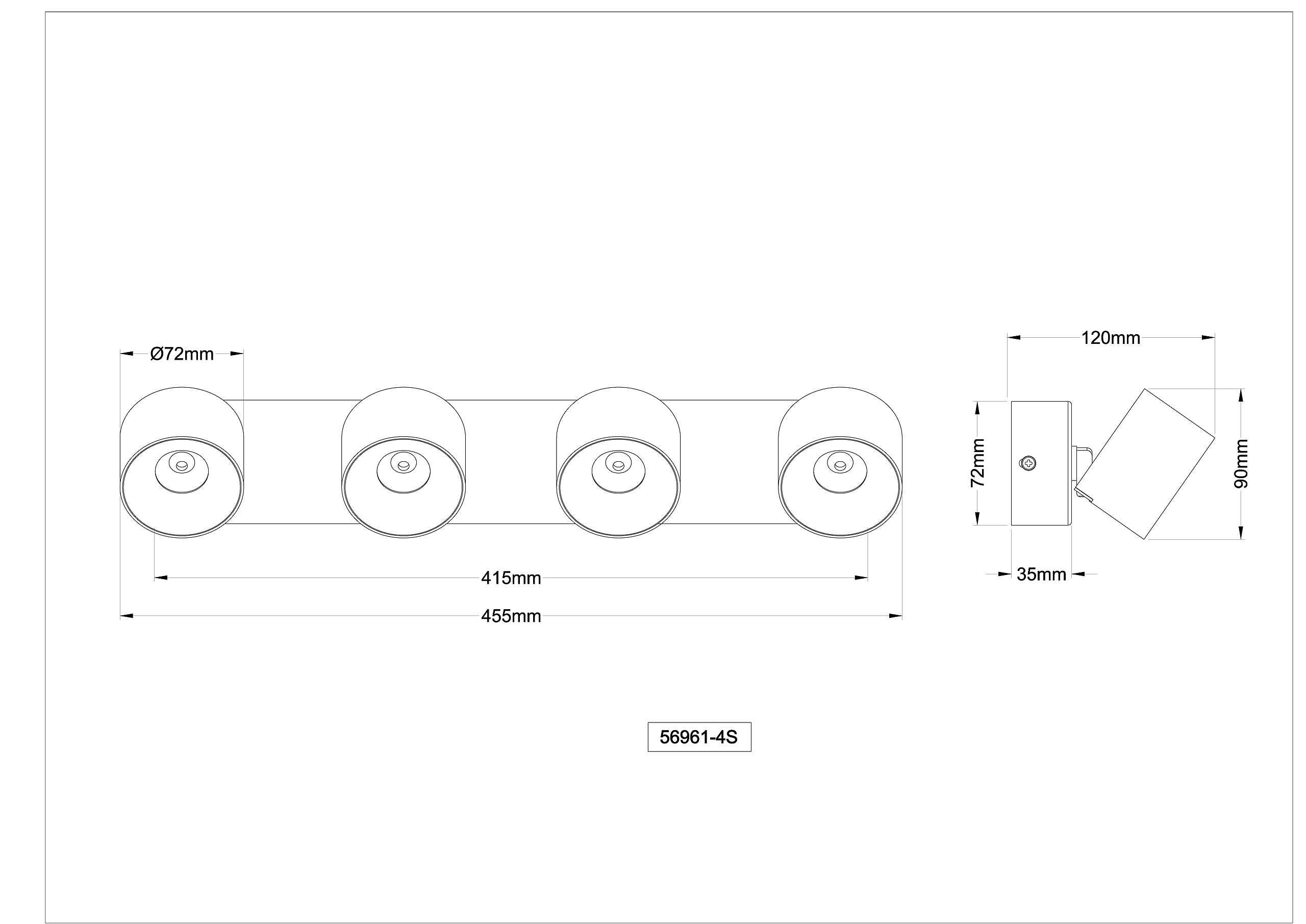 GLOBO LED-Strahler sand Metall Aluminium Kunststoff B/H/L: ca. 8,5x42x10,5 cm 4 Brennstellen