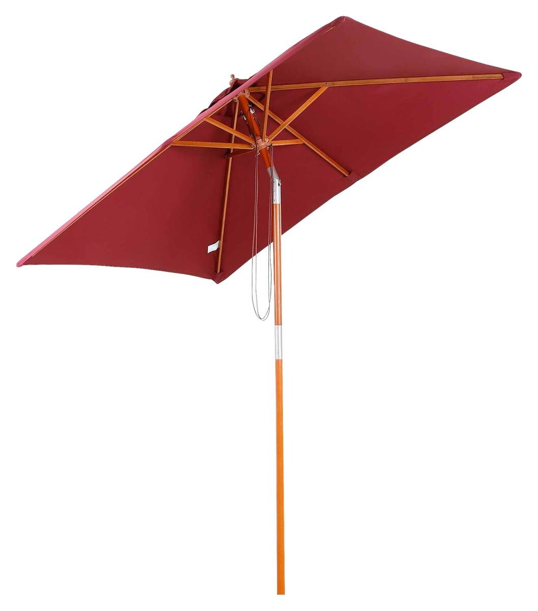 Outsunny Sonnenschirm weinrot Holz B/H/L: ca. 150x230x200 cm