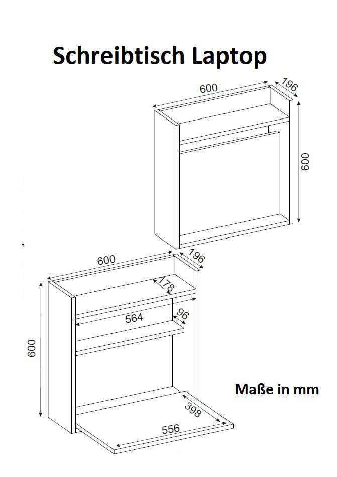 Schreibtisch Laptop weiß walnuss Nachbildung B/H/T: ca. 60x60x20 cm Schreibtisch Laptop weiß walnuss Nachbildung B/H/T: ca. 60x60x20 cm