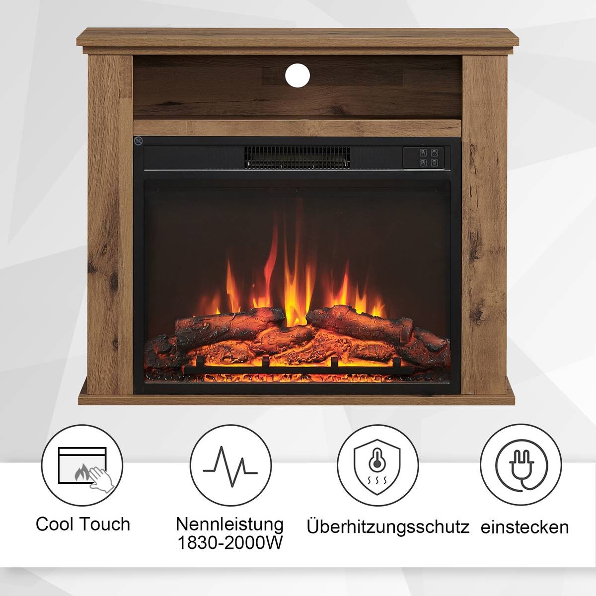 Balderia Elektrischer-Kamin Frida Eiche B/H/T: ca. 78,3x64,7x23 cm