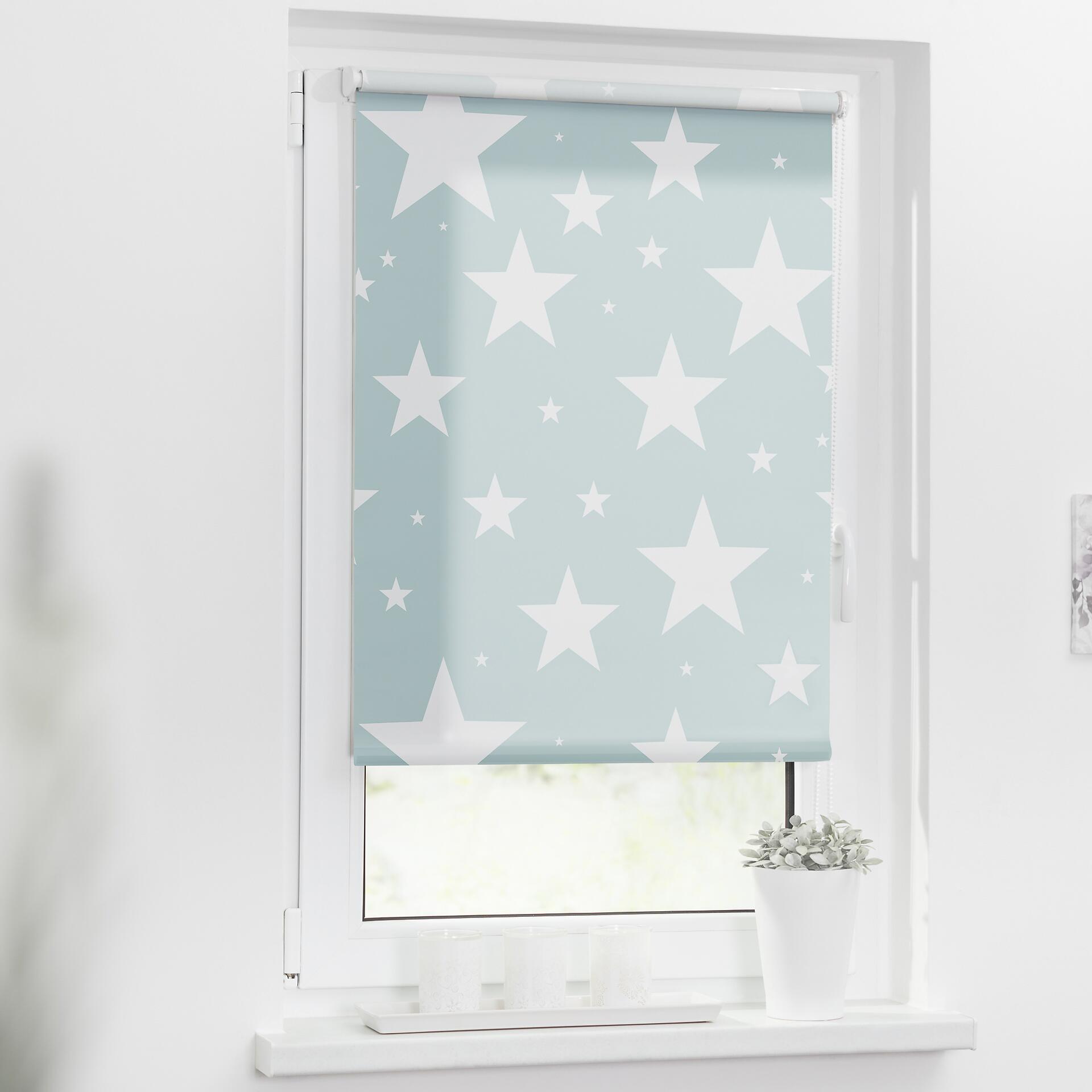 LICHTBLICK Rollo Sterne petrol B/L: ca. 100x150 cm