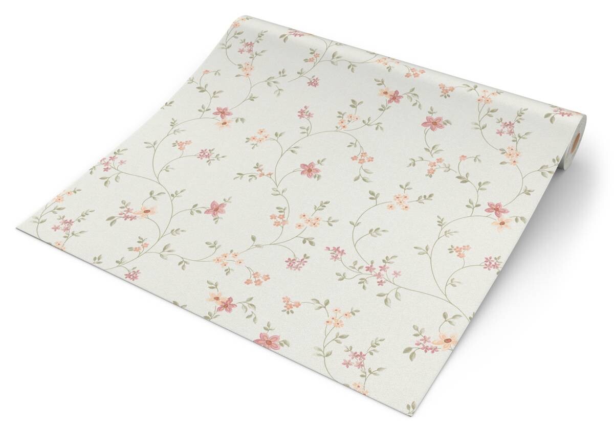 Vliestapete Blumen creme bunt B/L: ca. 53x1005 cm