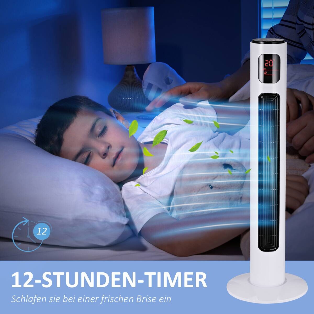 HOMCOM Ventilator schwarz Edelstahl Kunststoff Polypropylen B/H/L: ca. 32x32x96 cm