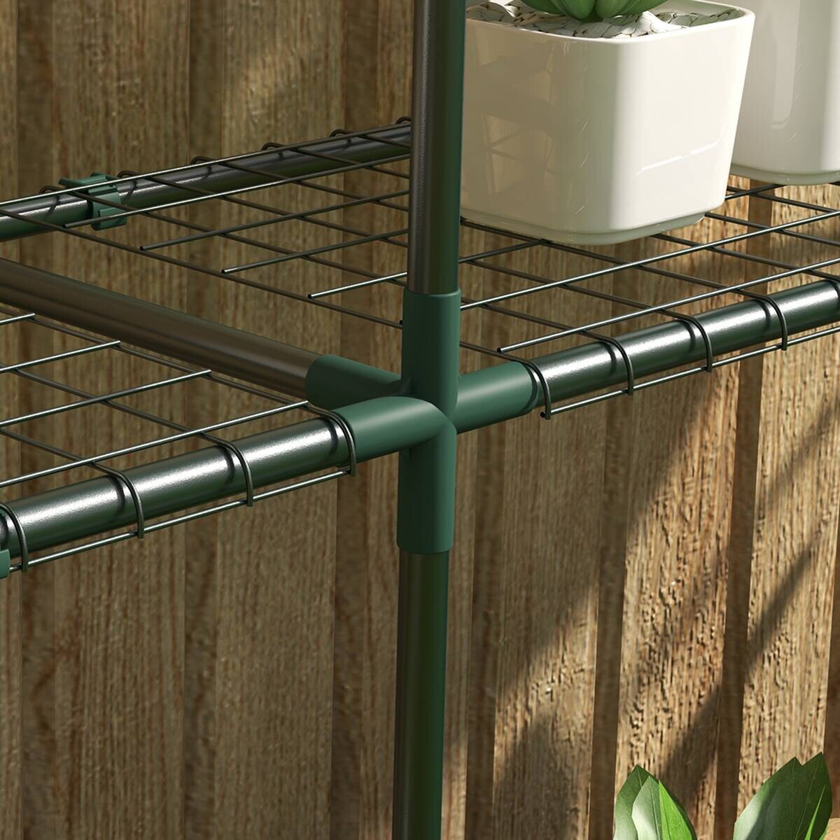 Outsunny Gartenregal dunkelgrün Edelstahl B/H/L: ca. 30x222x114 cm