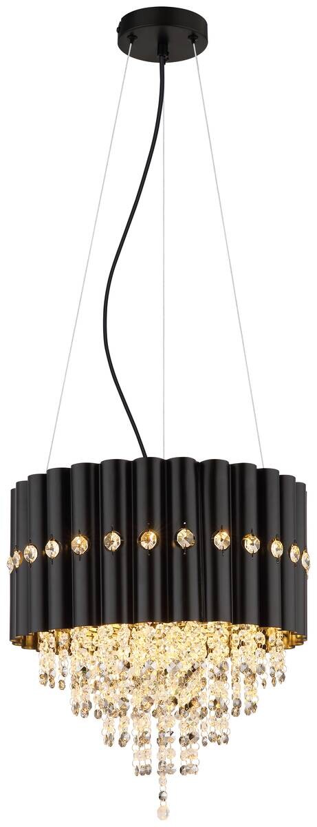 GLOBO Lüsterkrone ELEOS 63149-3 schwarz Metall H/D: ca. 150x40 cm E27 3 Brennstellen