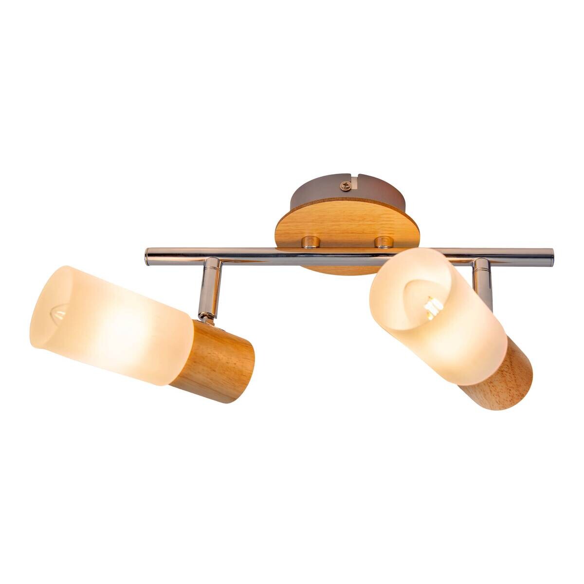 Näve Leuchten Spotleuchte Todtnau 1283123 natur Metall Kunststoff Holz B/H/T: ca. 21x19,8x39 cm 2 Brennstellen