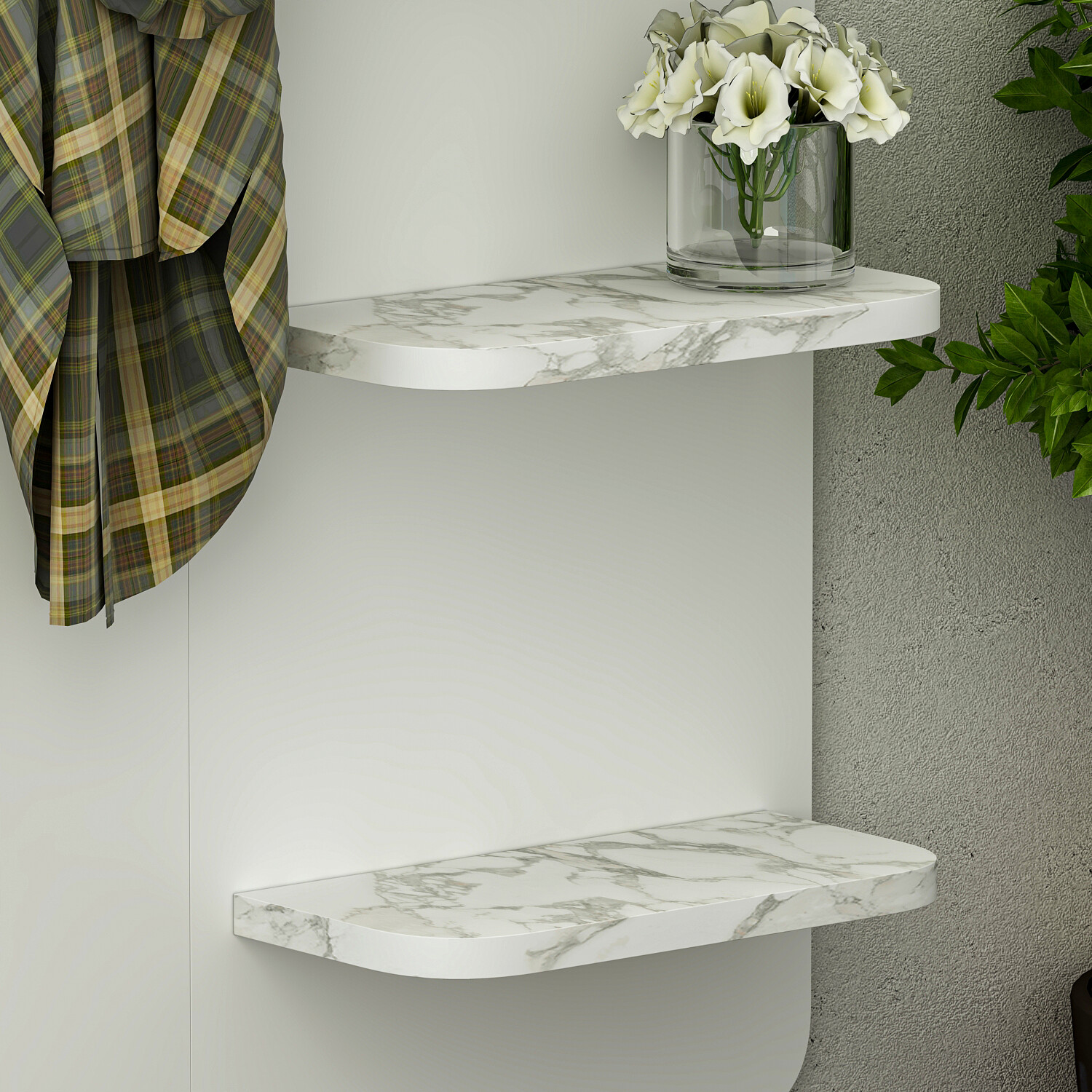 Garderobe Buket weiß Marmoroptik B/H/T: ca. 70x150x15 cm