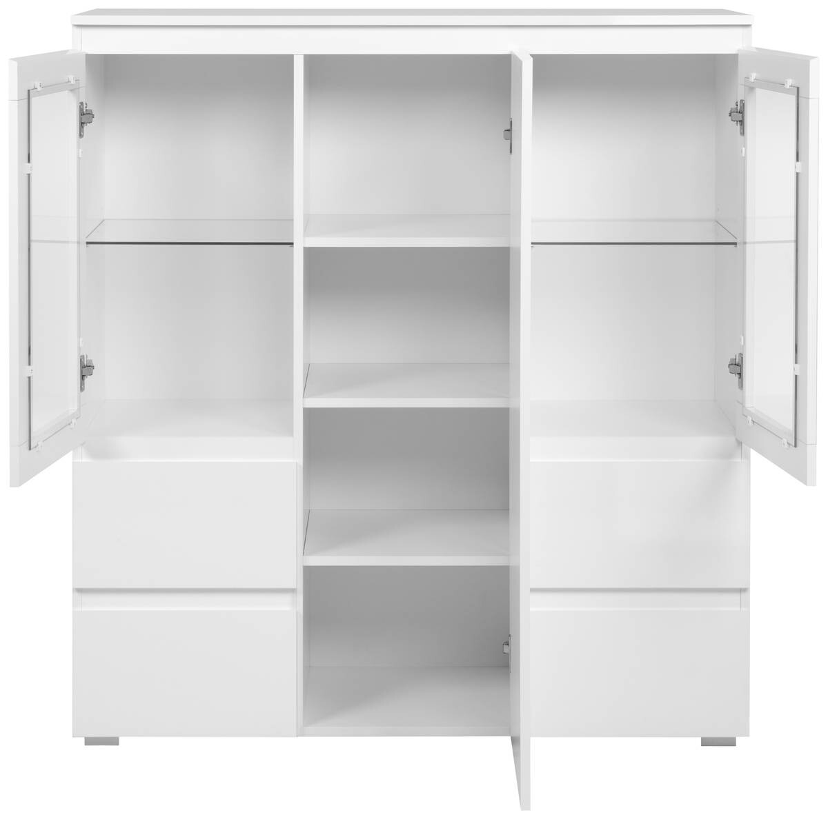 Highboard Capetown weiß weiß glänzend B/H/T: ca. 116x126x40 cm