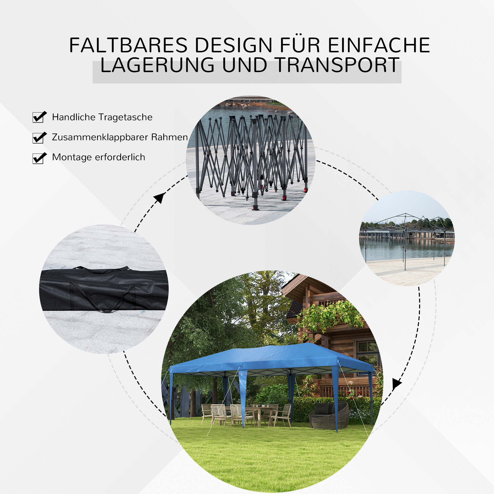 Outsunny Faltpavillon blau Polyester-Mischgewebe B/H/L: ca. 295x265x585 cm