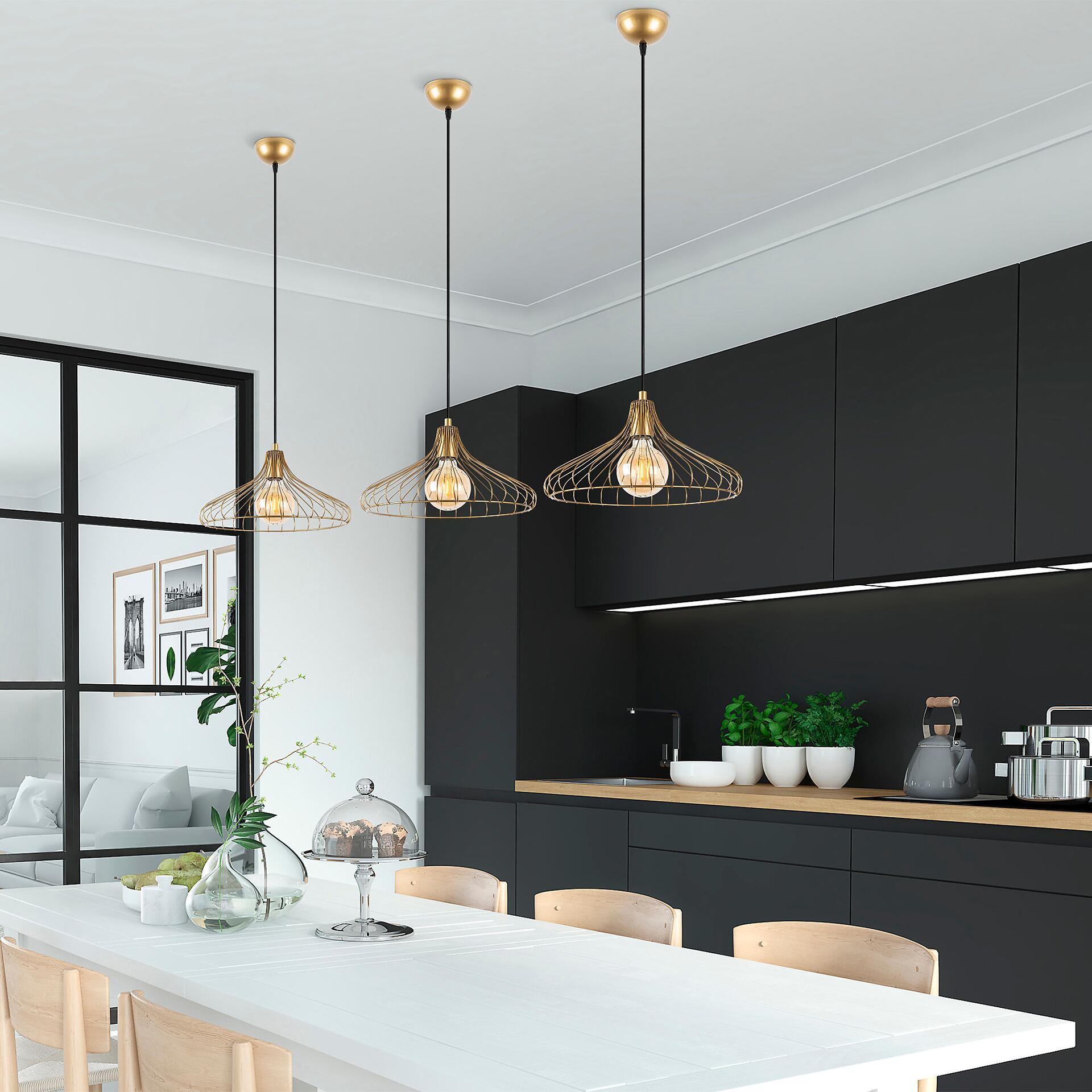 Opviq Pendelleuchte DEPAY-11251 gold Metall B/H/T/L/D: ca. 36x120x36x36x36 cm E27 1 Brennstellen