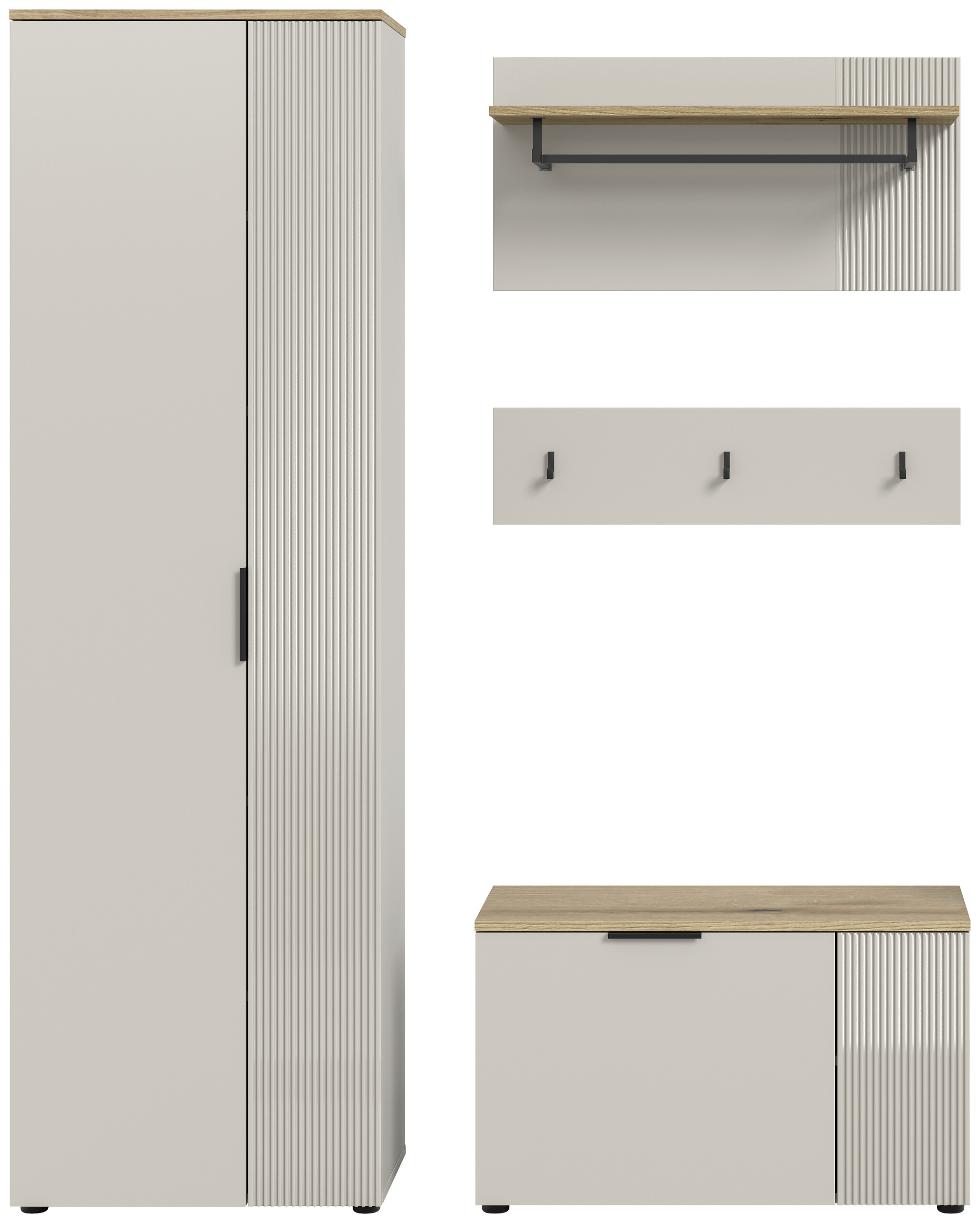 Garderobe Slide Kaschmirgrau Nachbildung Evoke Oak Nachbildung B/H/T: ca. 155x190x36 cm