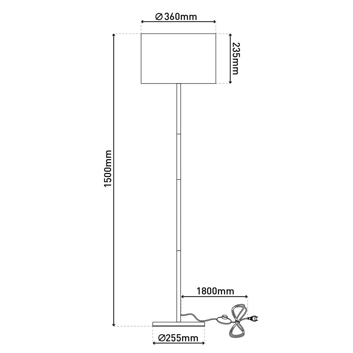 Näve Leuchten Stehleuchte Tessile 2088022 schwarz Metall Textil Kunststoff B/H/T: ca. 36x150x36 cm 1 Brennstellen
