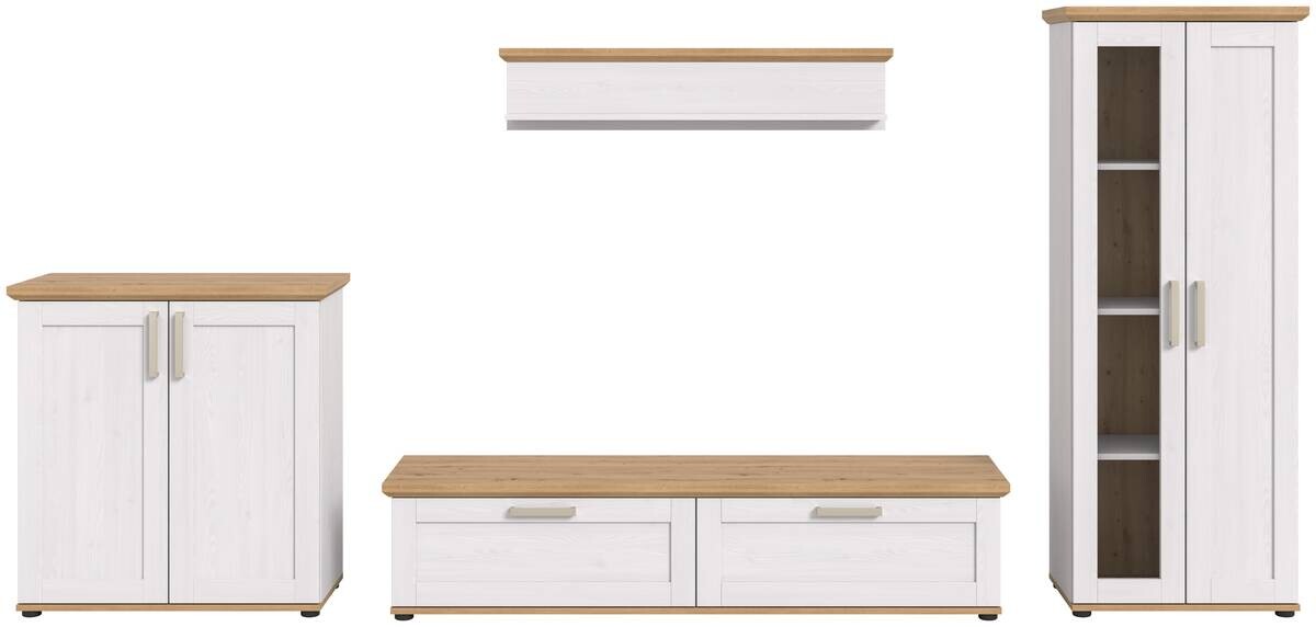 Wohnwand VERONA Lärche Nachbildung Eiche Nachbildung B/H/T: ca. 336x161x40 cm