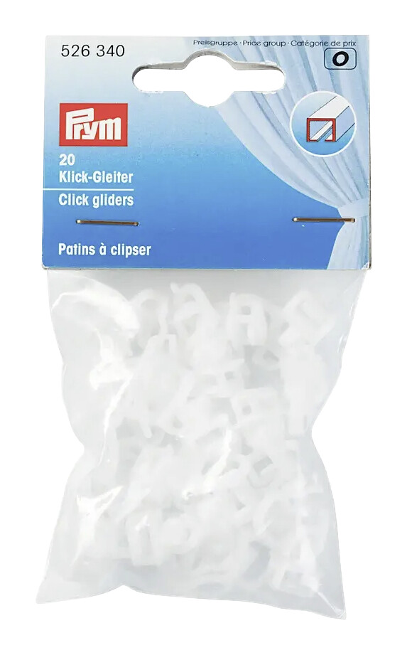 Prym Klick-Gleiter für Gardinenschiene weiß 20 Packstücke