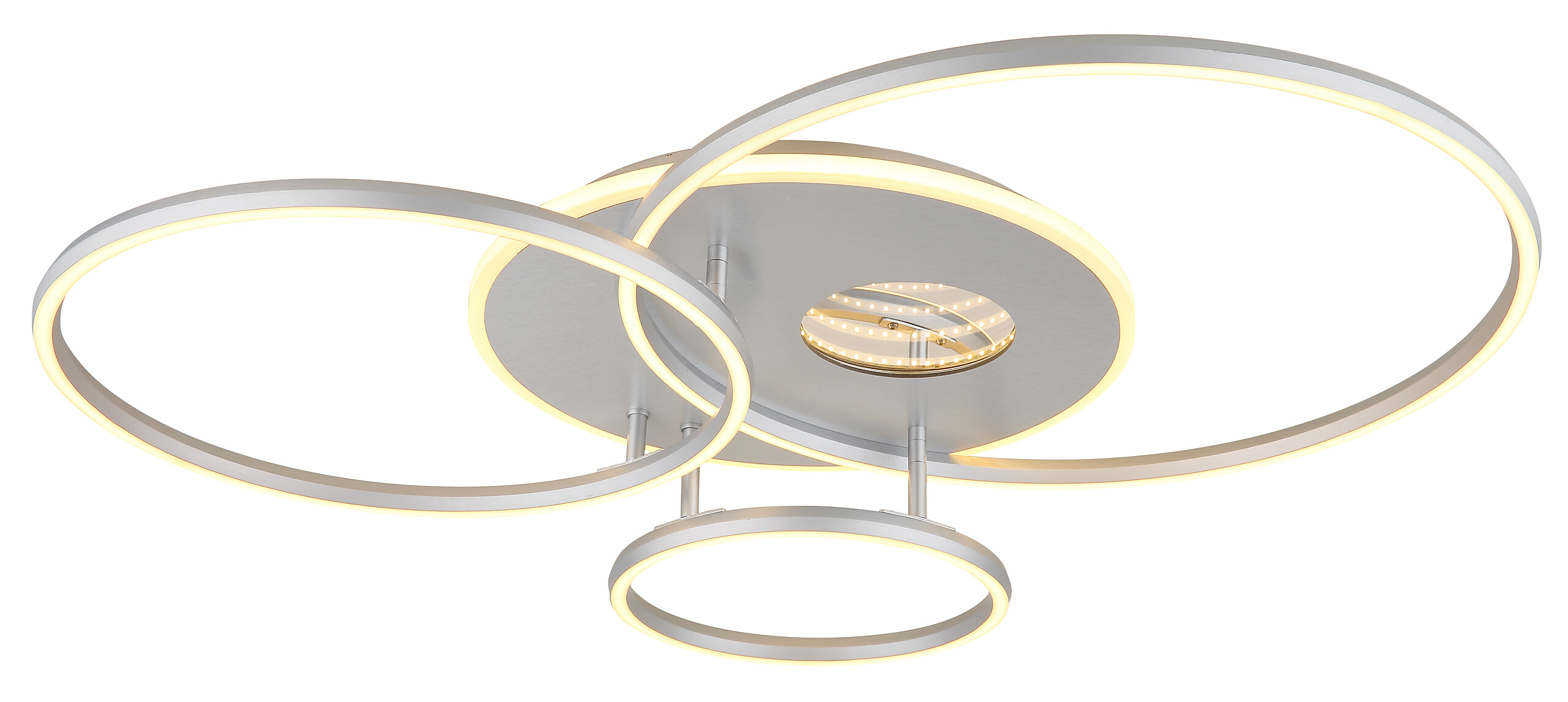 GLOBO Deckenleuchte Invertina Opal silber Acryl Aluminium Kunststoff B/H/L: ca. 70x13x90 cm 1 Brennstellen