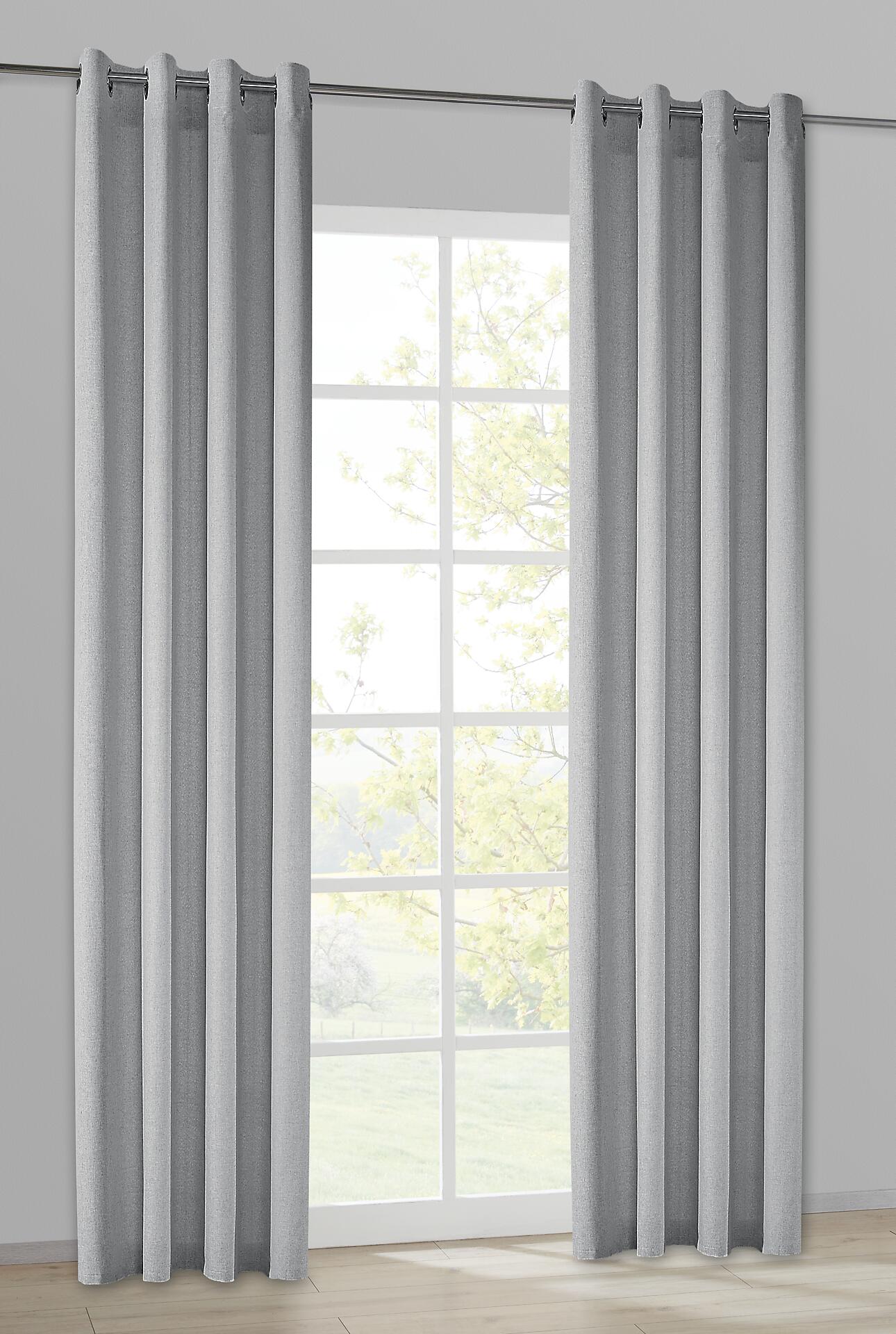 Ösenvorhang Sevilla dunkelgrau B/L: ca. 135x245 cm