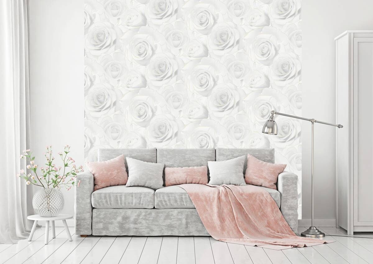 UGEPA Vinyltapete Rosen grau gold B/L: ca. 53x1005 cm