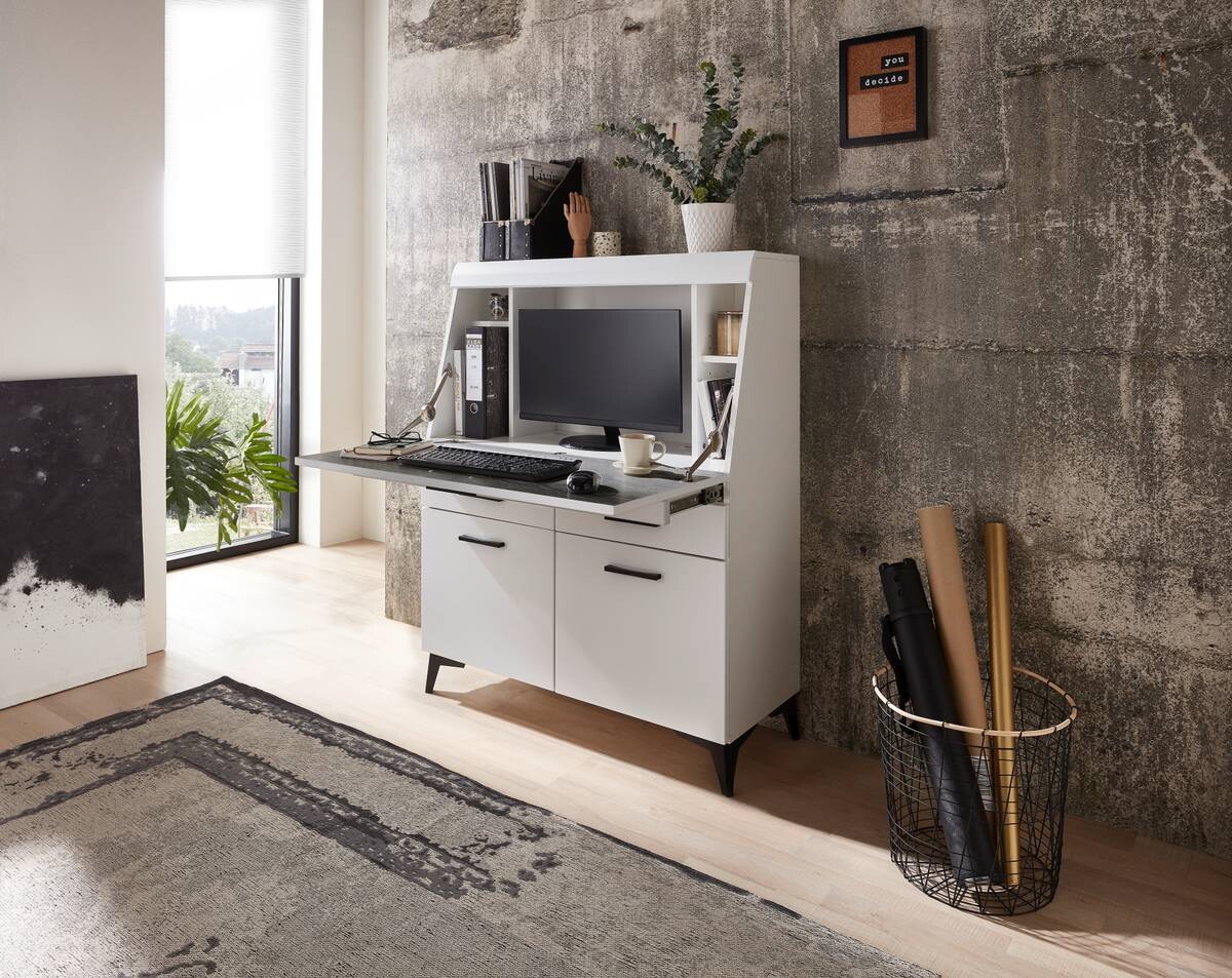 Sekretär Secret weiß matt B/H/T: ca. 98x124x42 cm