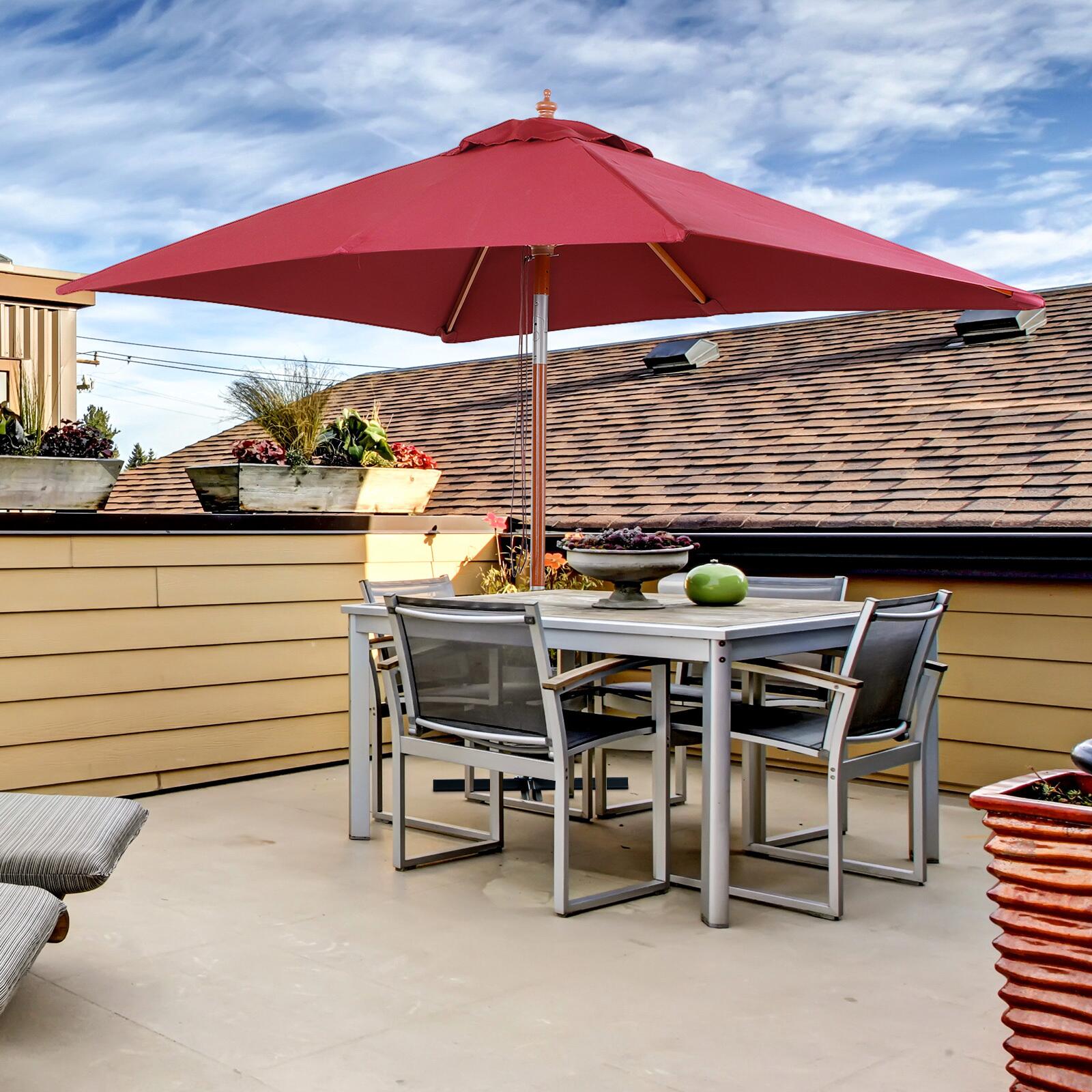 Outsunny Sonnenschirm weinrot Holz B/H/L: ca. 150x230x200 cm