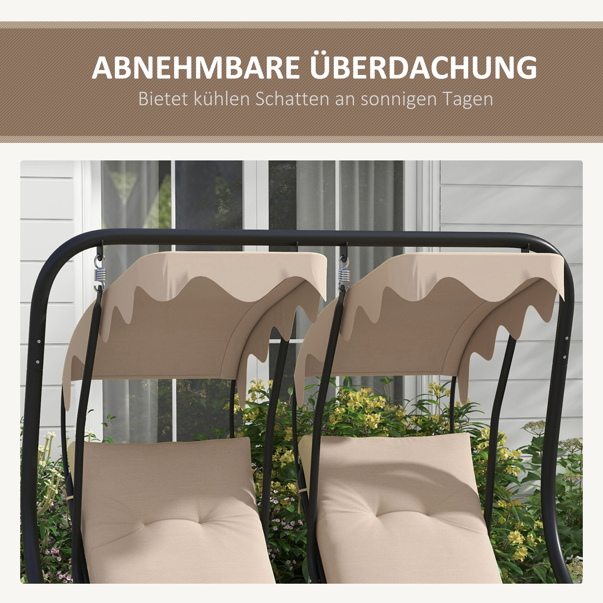 Outsunny Hollywoodschaukel beige Polyester B/H/L: ca. 136x170x170 cm