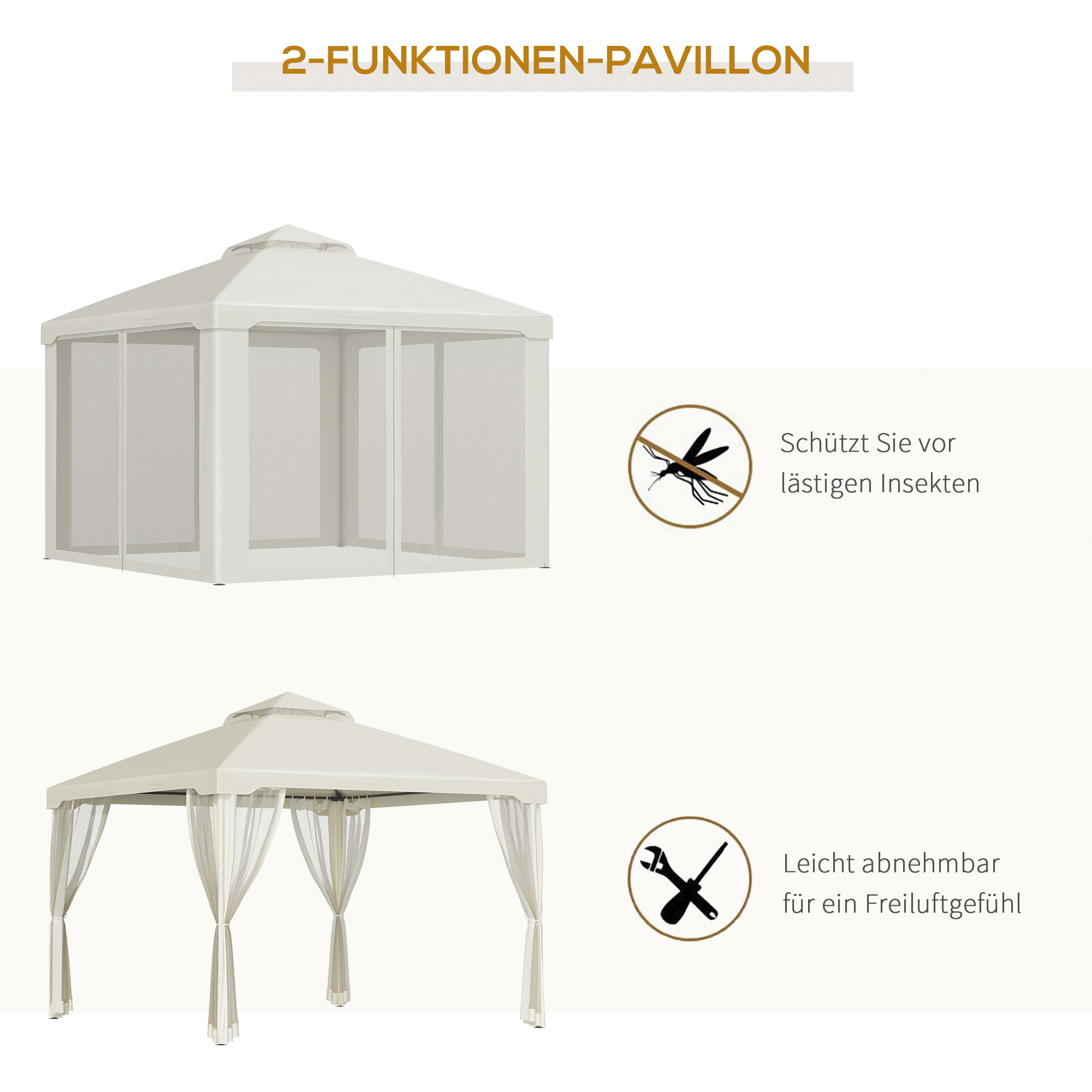 Outsunny Pavillon creme Polyester B/H/L: ca. 294x265x294 cm