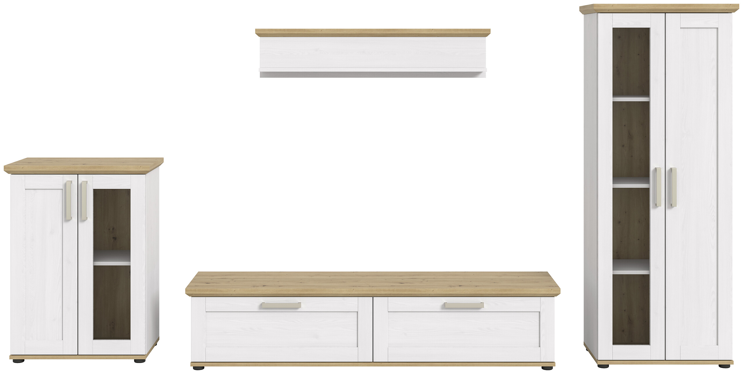 Wohnwand VERONA Lärche Nachbildung Eiche Nachbildung B/H/T: ca. 316x161x40 cm