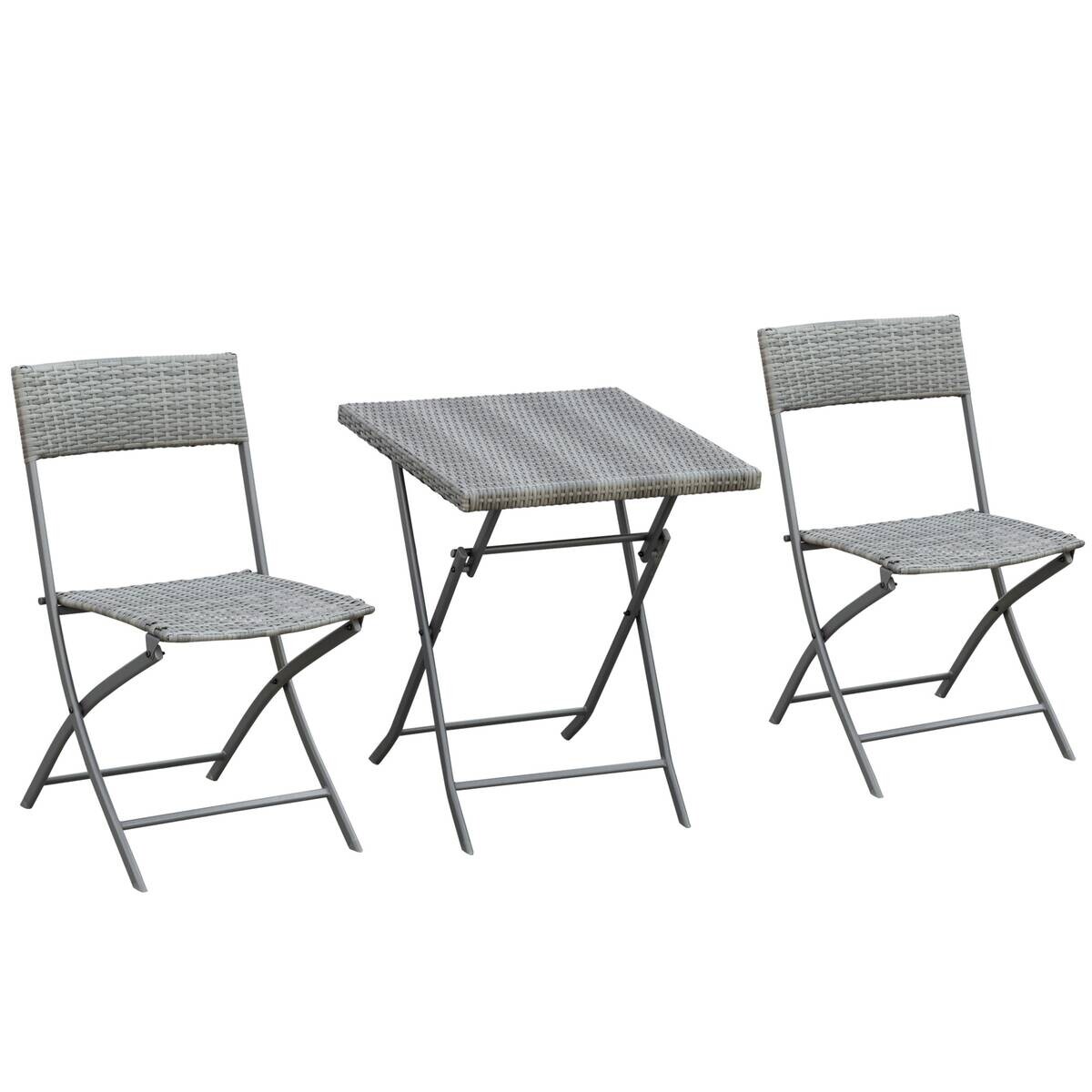 Outsunny Sitzgruppe grau Polyrattan B/H/L: ca. 60x60x72 cm