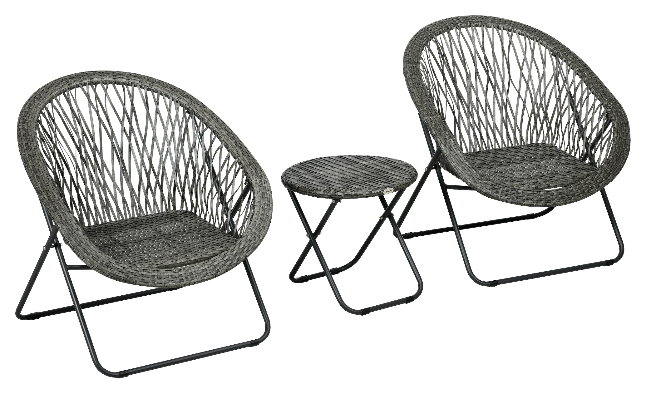 Outsunny Bistro-Set grau Kunststoff B/H/L: ca. 77x78x76 cm