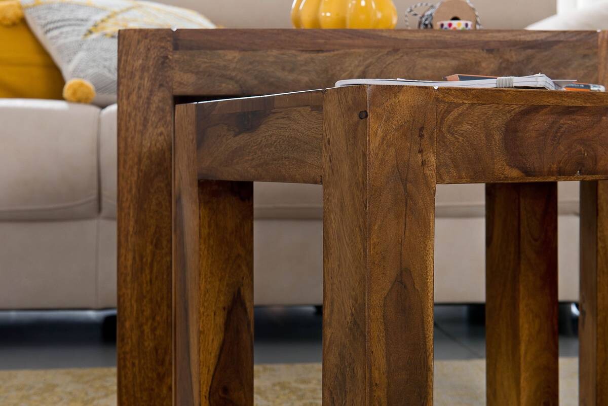 Beistelltisch 3er-Set natur Echtholz