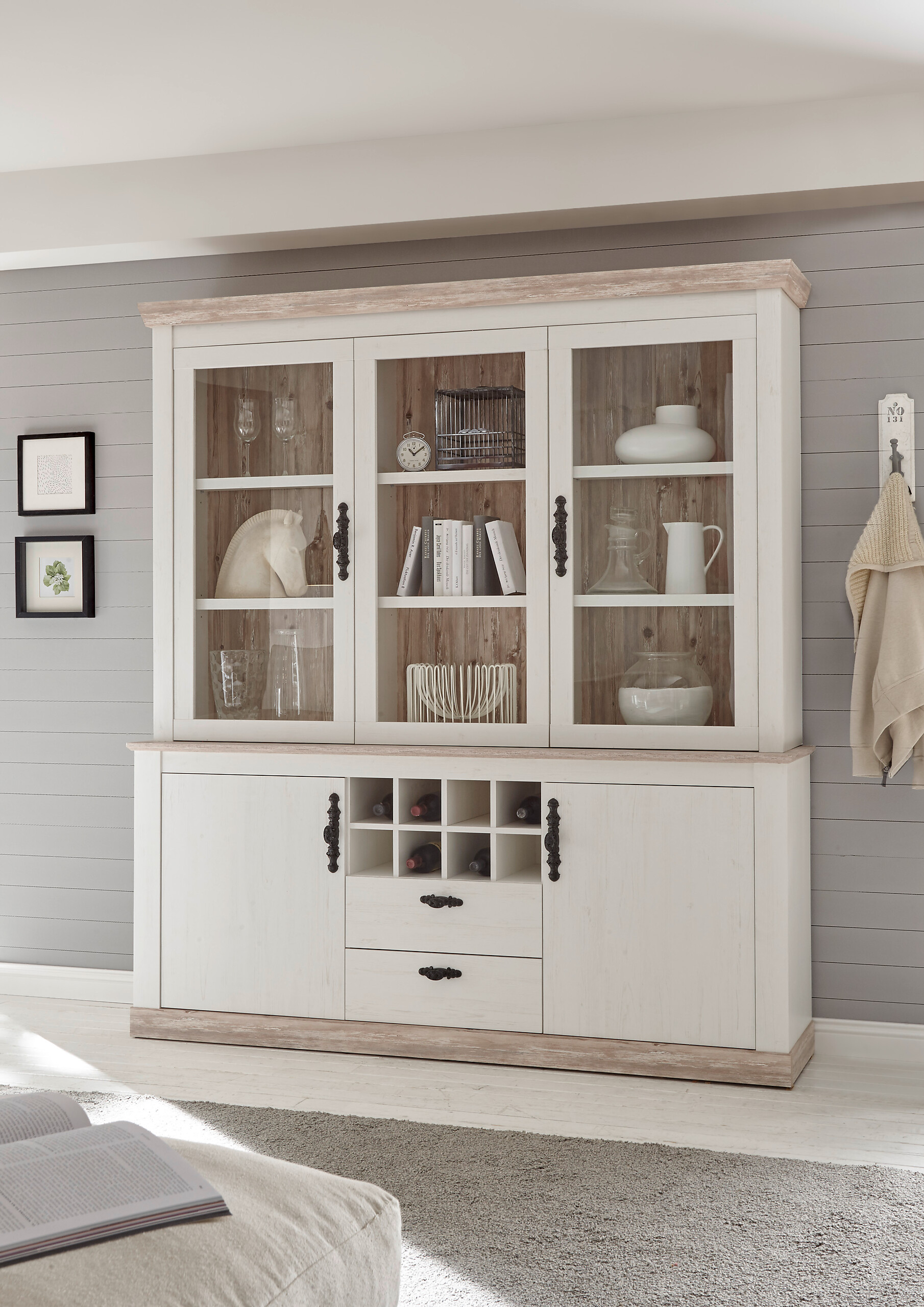 Buffet Florenz weiß Pinie B/H/T: ca. 184x205x44 cm