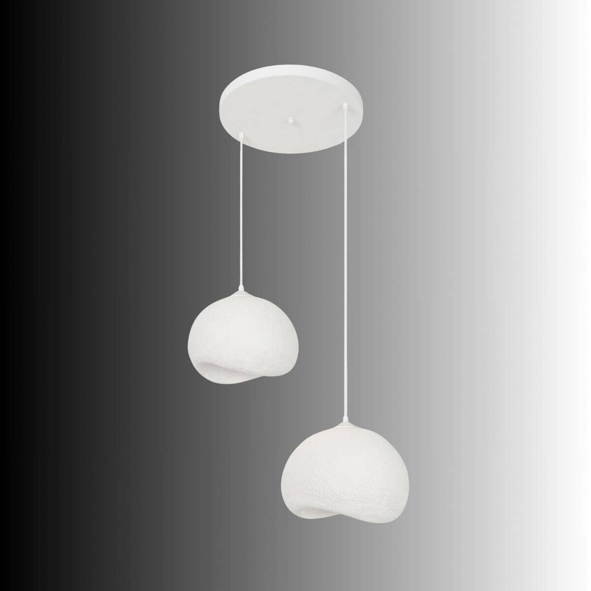 Opviq Pendelleuchte Yontu-15852 weiß Polyester-Mischgewebe Metall B/H/L: ca. 29x120x34 cm E27 2 Brennstellen