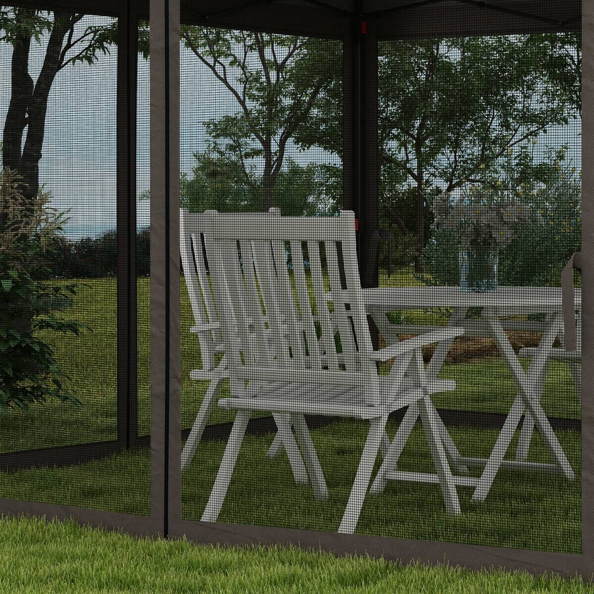 Outsunny Pavillon hellgrau Edelstahl B/H/L: ca. 325x325x270 cm