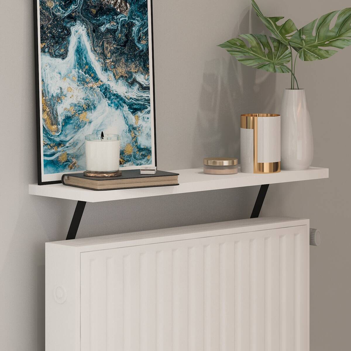 Regalhalter Adin weiß B/H/T: ca. 60x21,5x18 cm