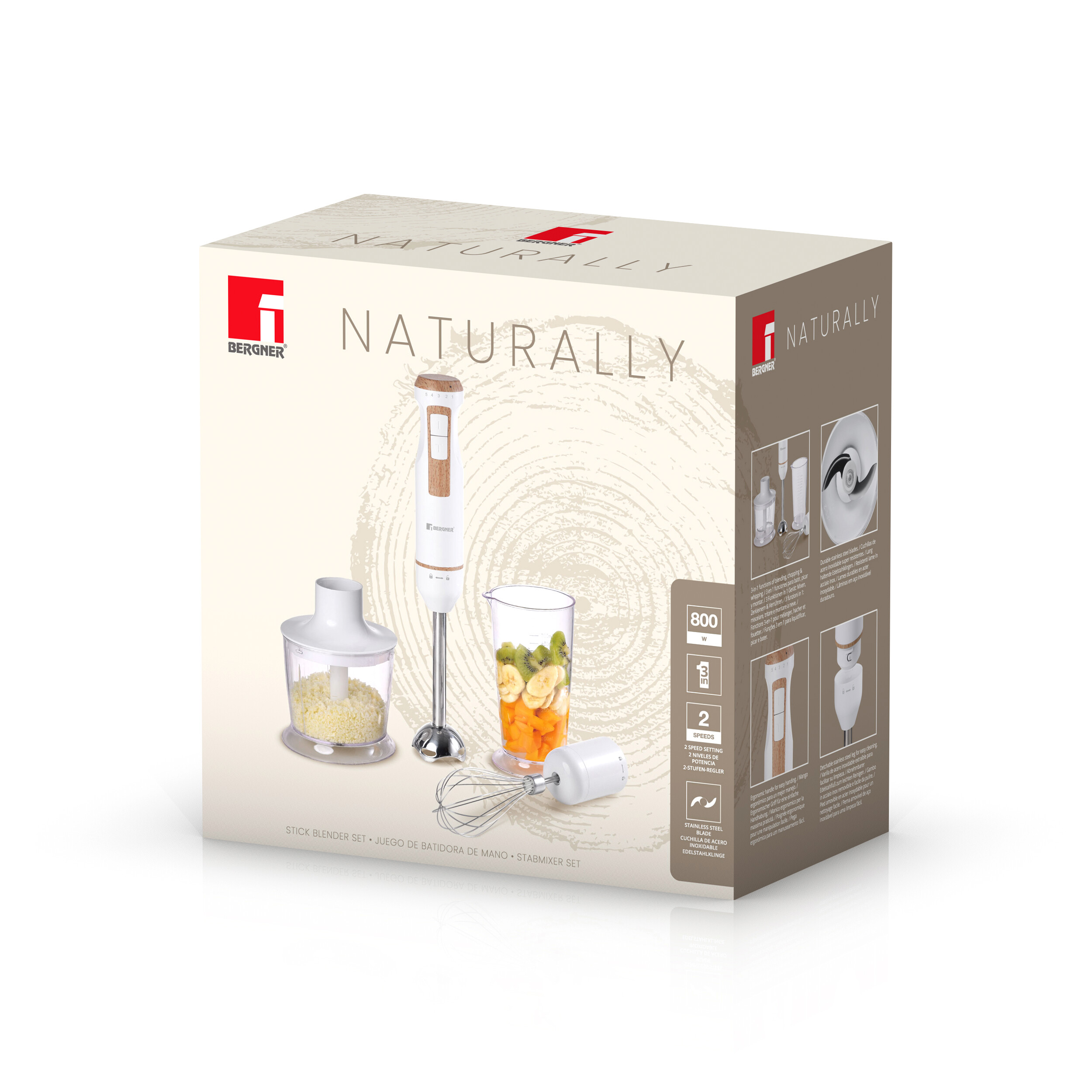 BERGNER Stabmixer weiß Edelstahl B/H/L: ca. 14x24,5x24 cm