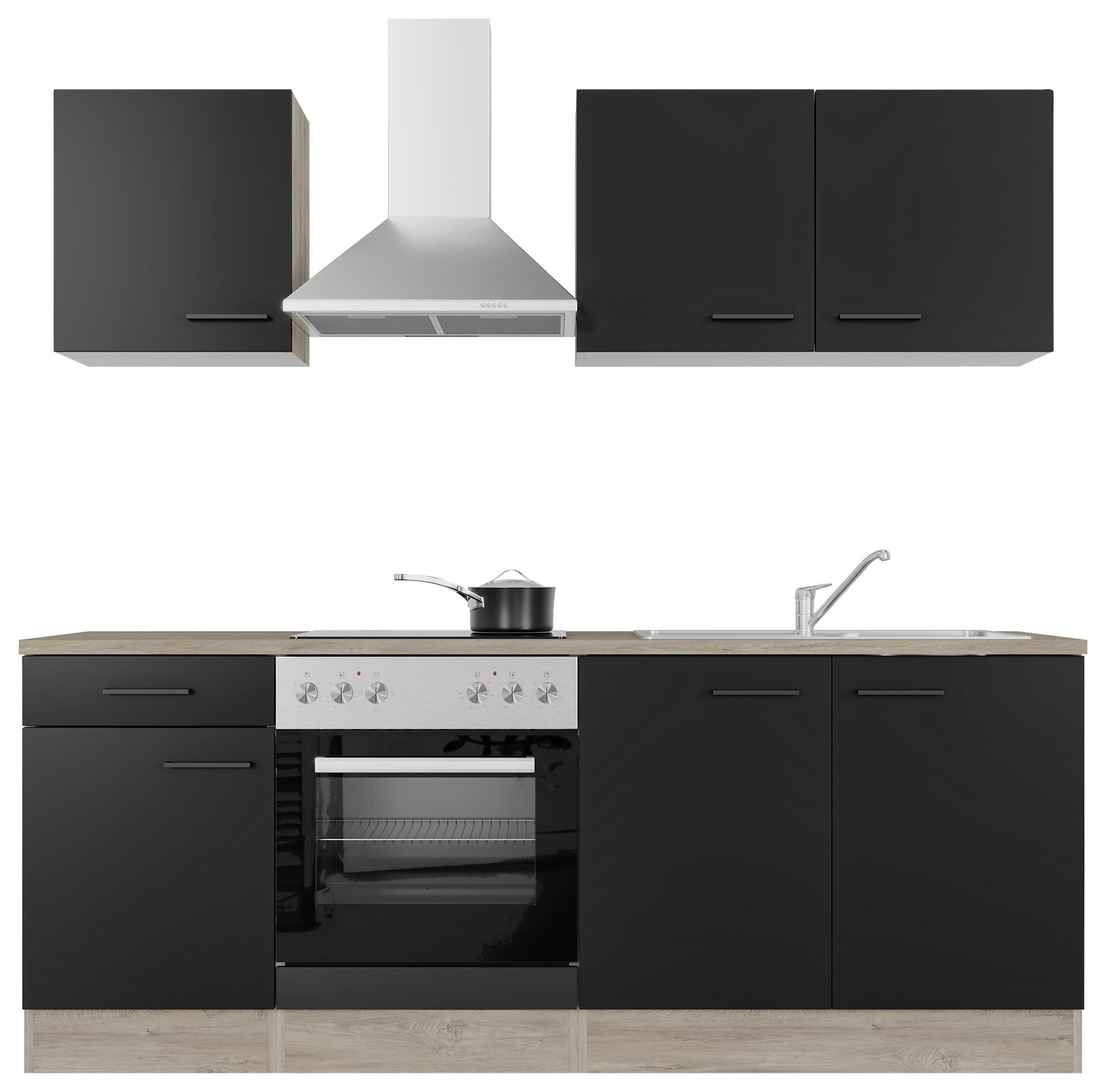 Küchenblock Capri schwarz matt B/H/T: ca. 210x200x60 cm