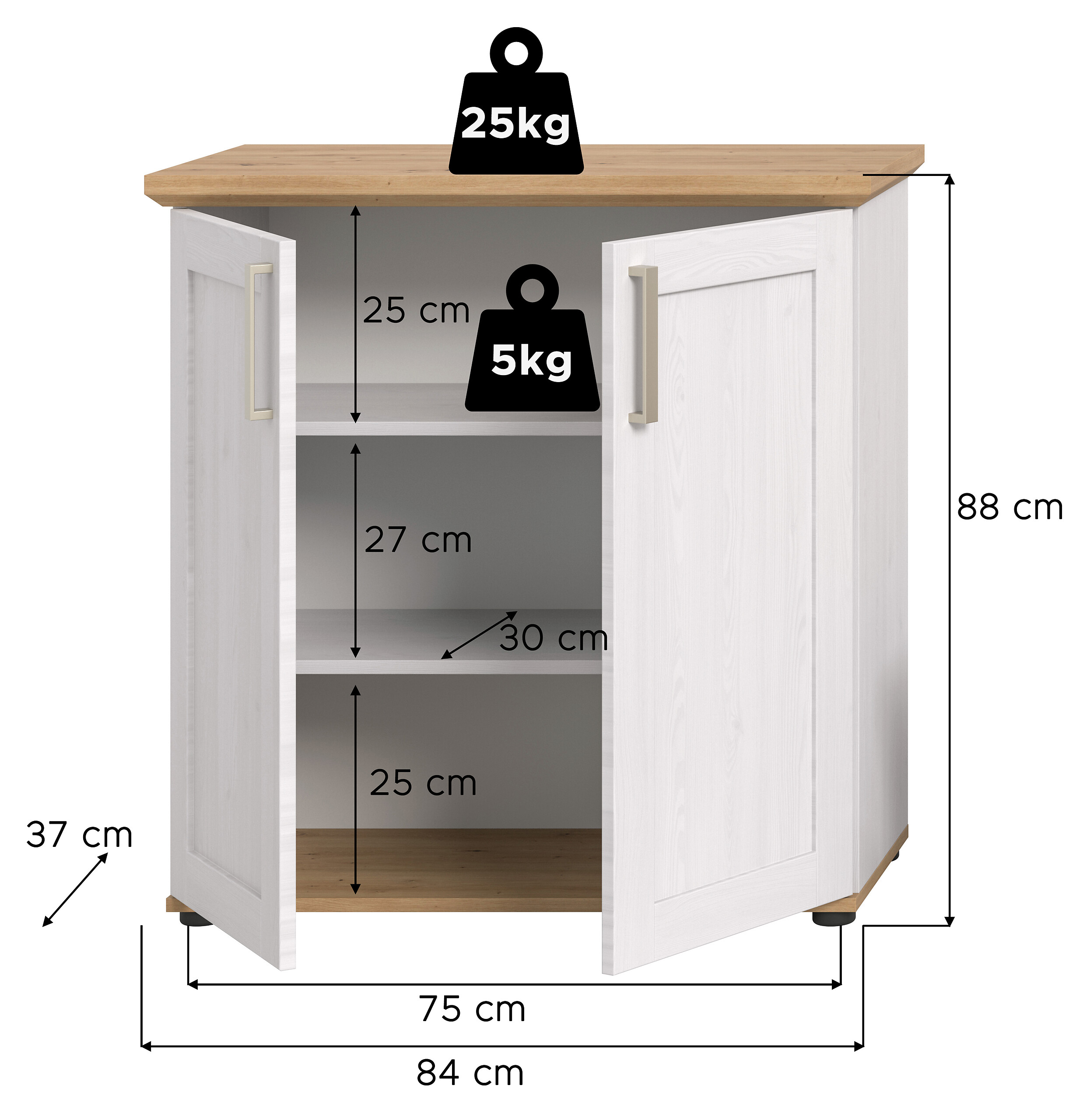 Highboard VERONA Lärche Nachbildung Eiche Nachbildung B/H/T: ca. 84x88x37 cm