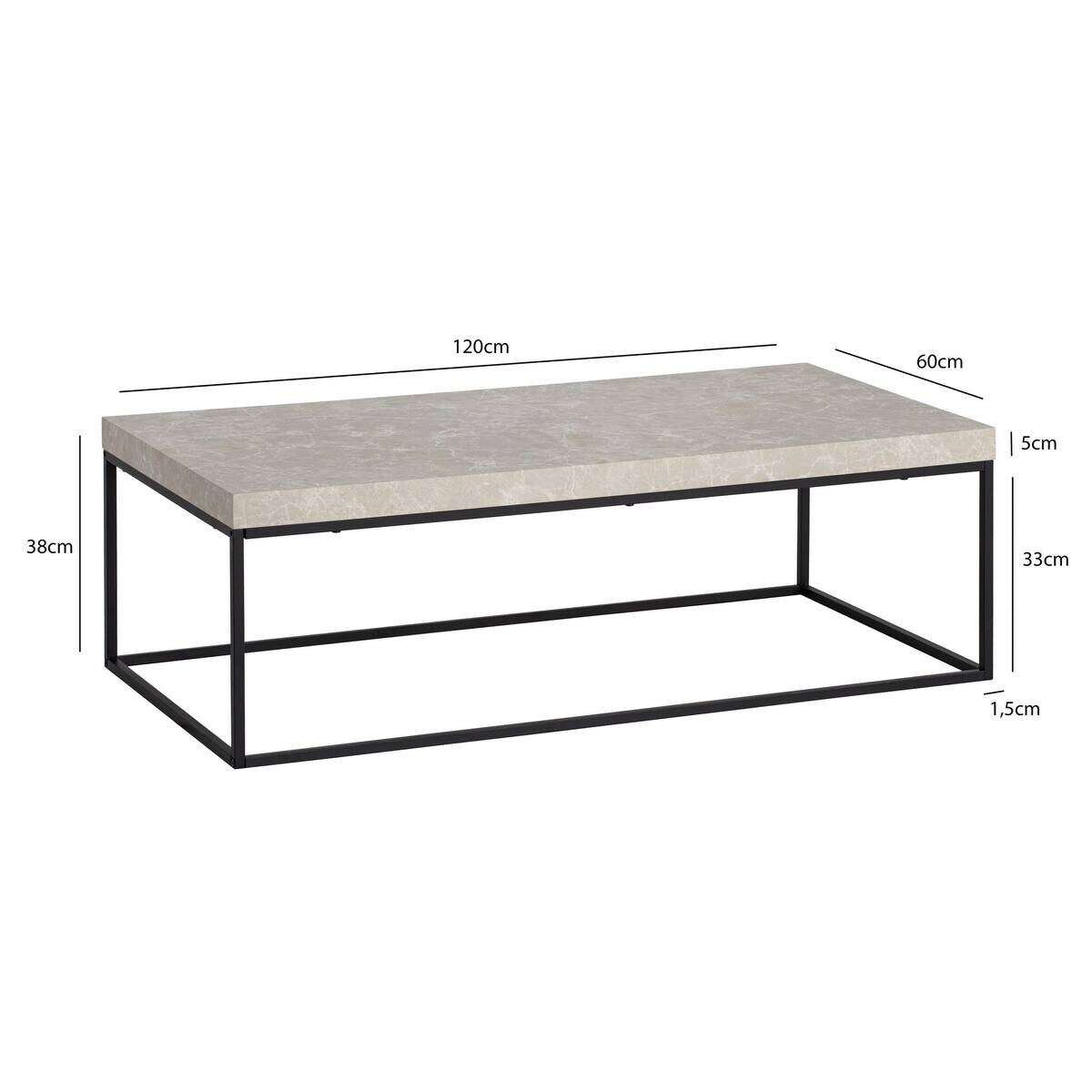 Wohnling Couchtisch Sandgrau B/H/T: ca. 120x38x60 cm