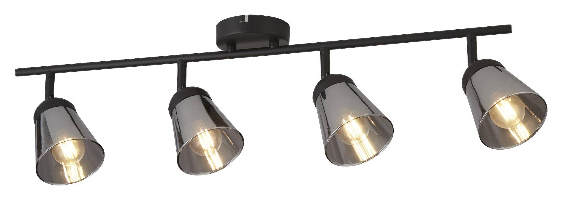 Searchlight Strahler Mega schwarz Glas Stahl B/H/T/L: ca. 24x14x20,5x83 cm E14 4 Brennstellen