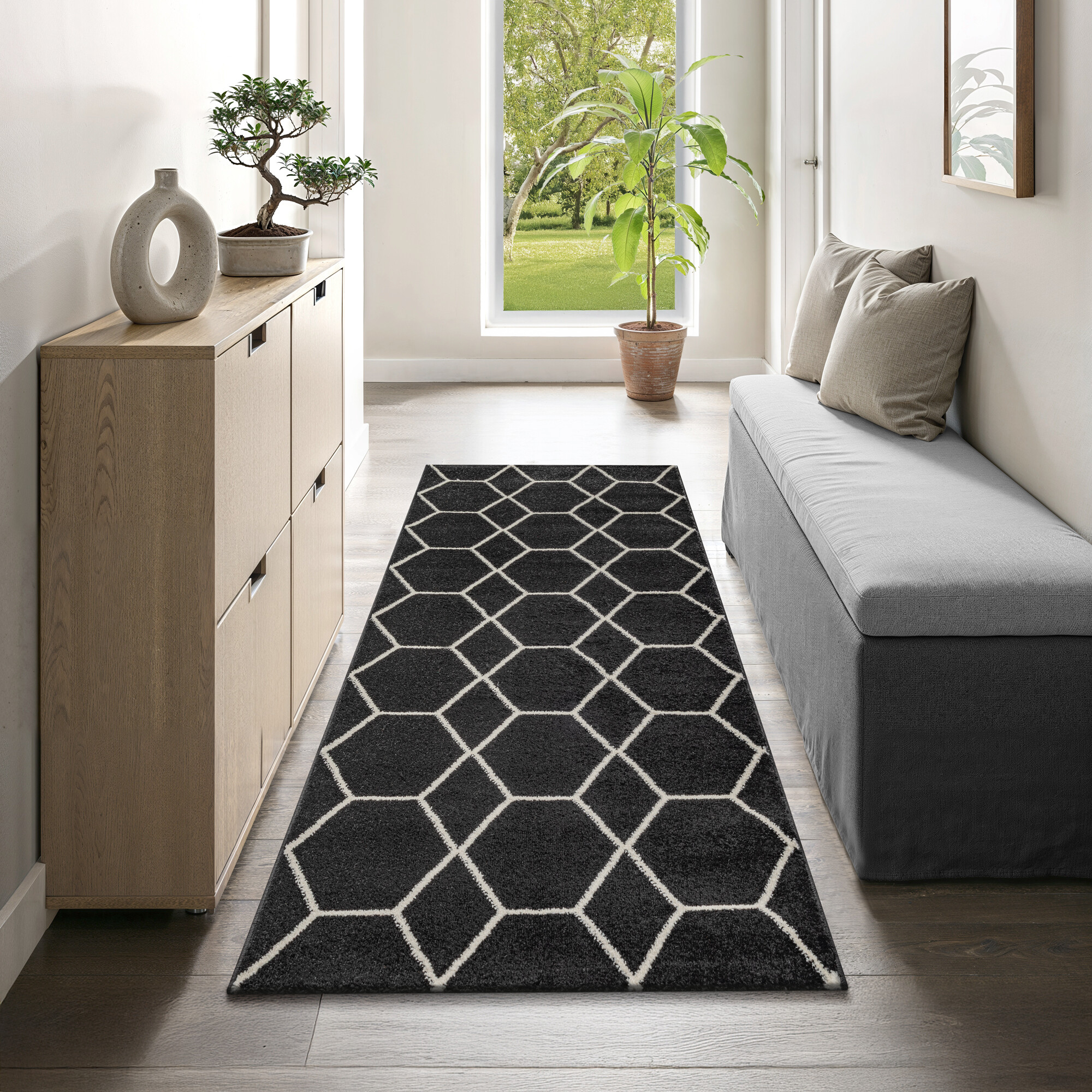 Sanat Teppich Trellis schwarz B/L: ca. 80x200 cm Sanat Teppich Trellis schwarz B/L: ca. 80x200 cm