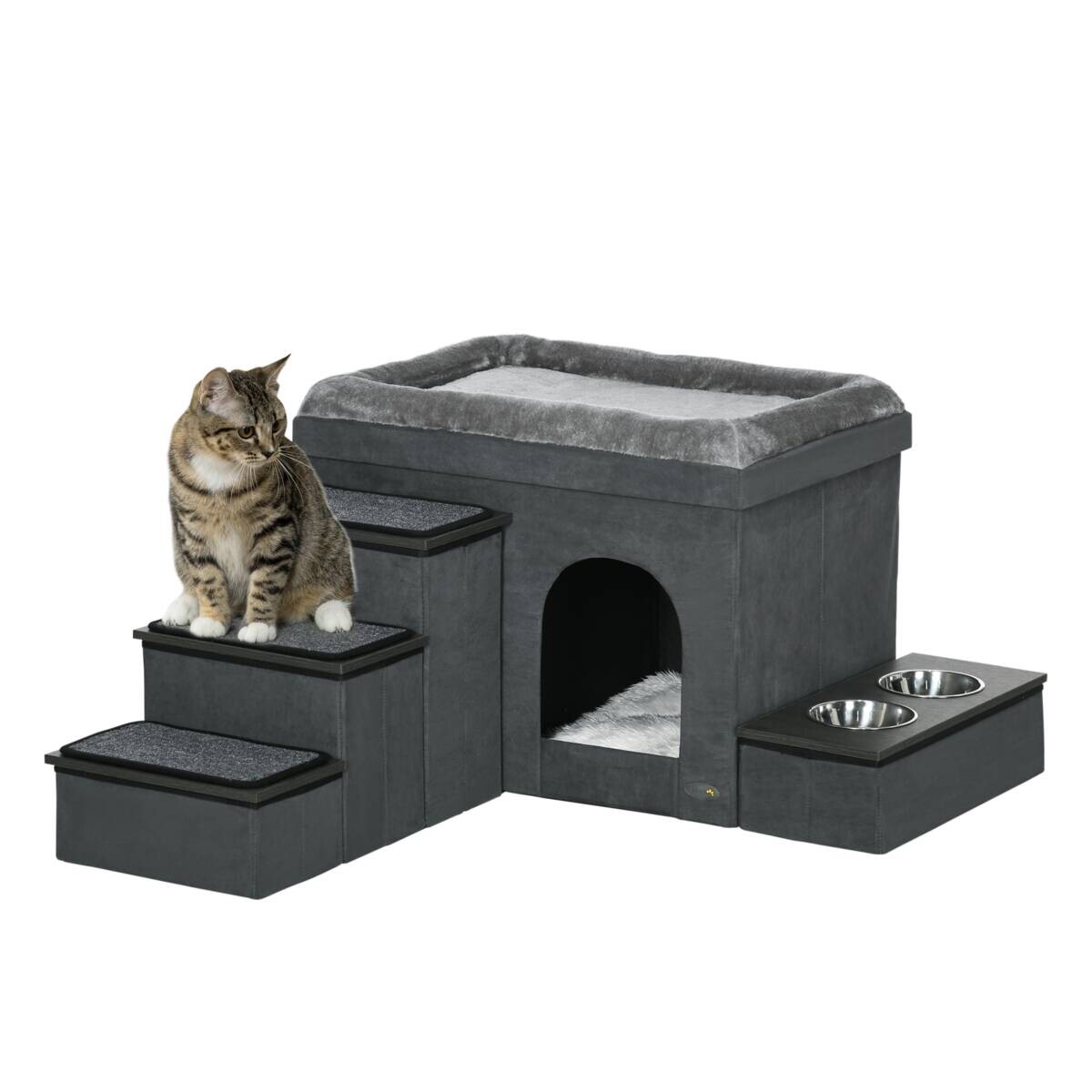 PawHut Katzen-Zubehör grau Edelstahl B/H/L: ca. 50x70x51,5 cm