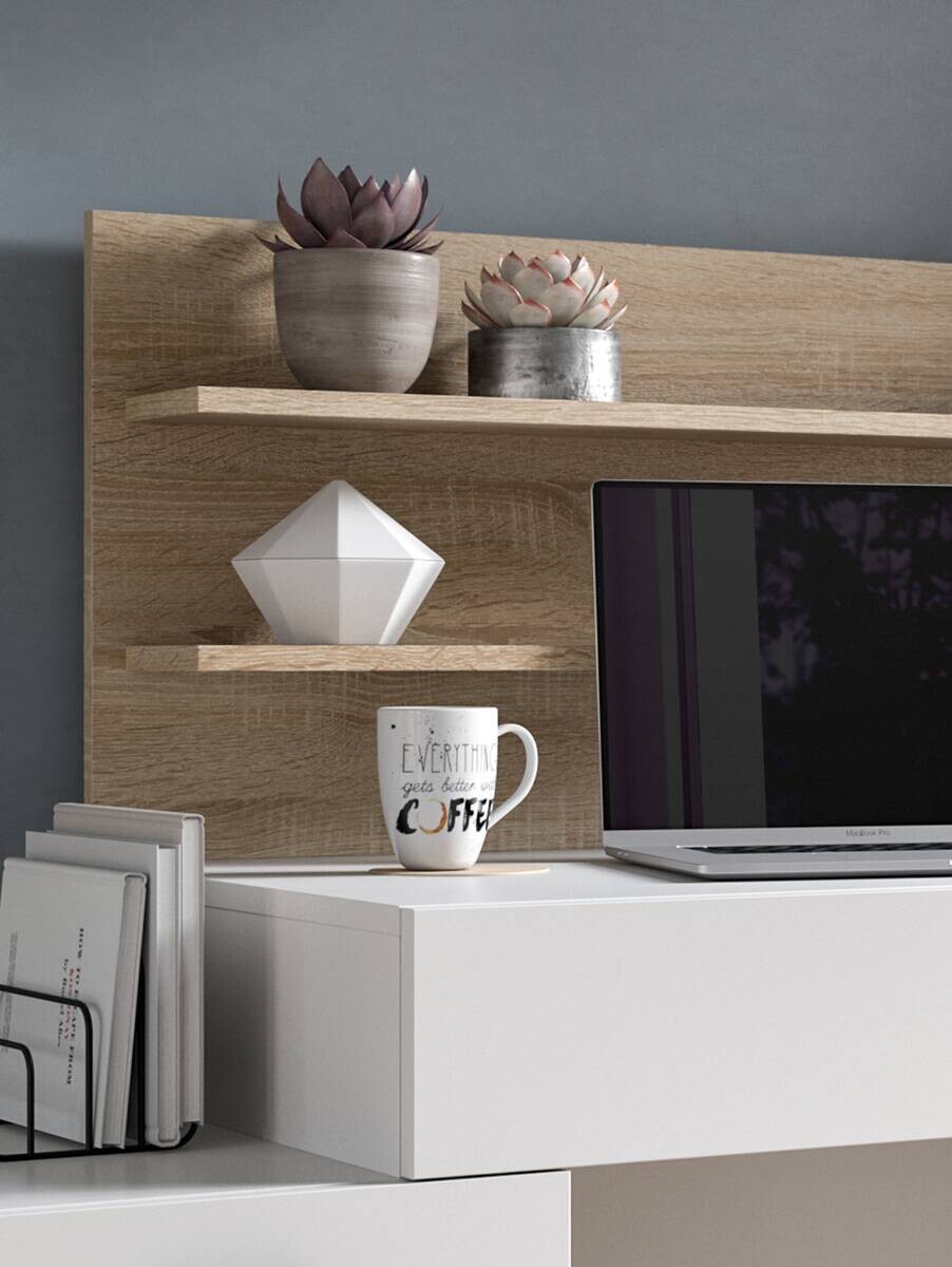 Schreibtisch Match weiß Eiche Sonoma Nachbildung B/H/T: ca. 130x117x54 cm