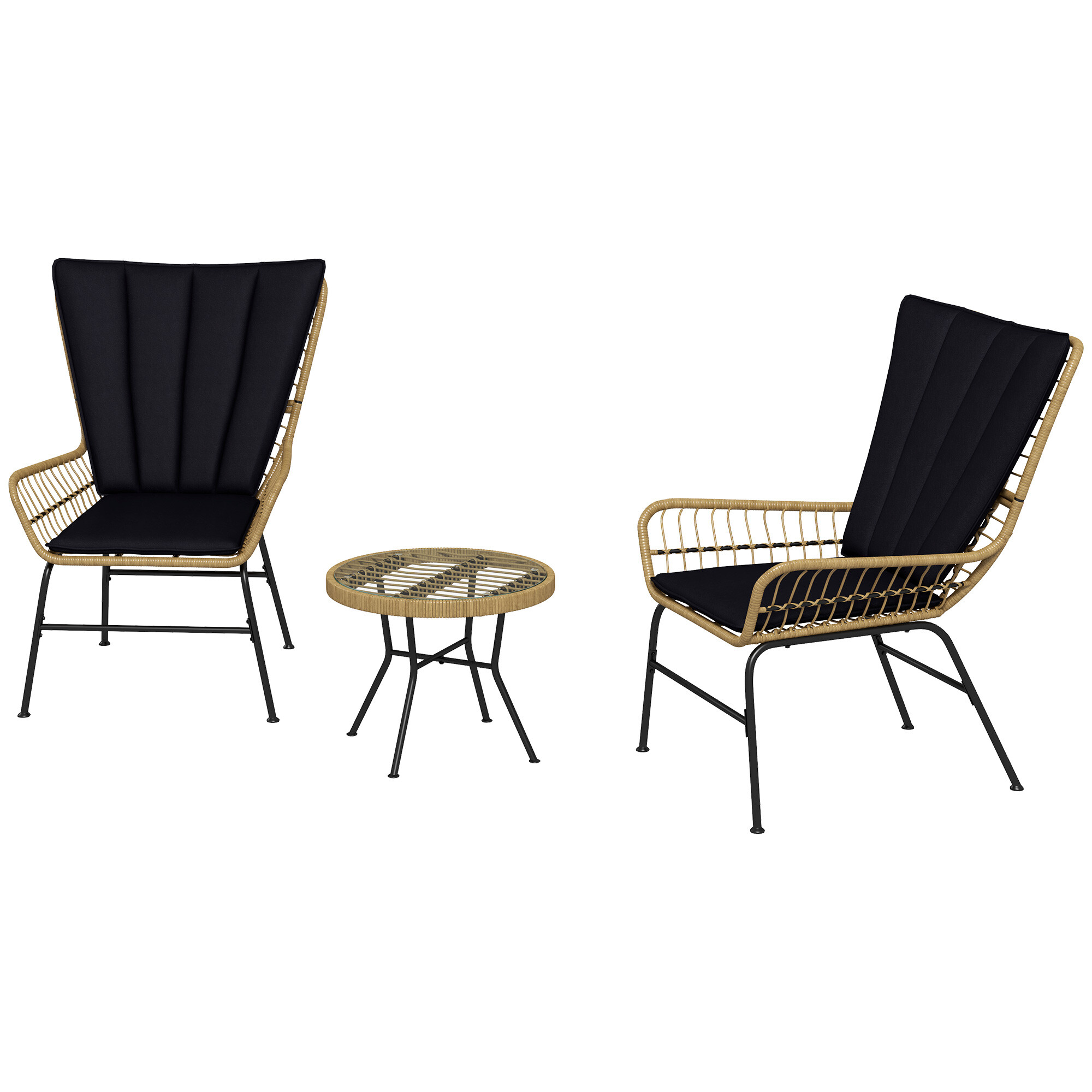 Outsunny Bistro-Set schwarz Polyrattan B/H/L: ca. 68x95x78 cm