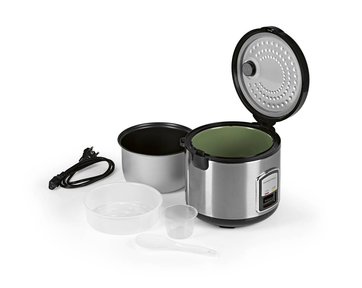 GOURMETmaxx Reiskocher schwarz silber B/H/L: ca. 23,6x25,2x23,2 cm