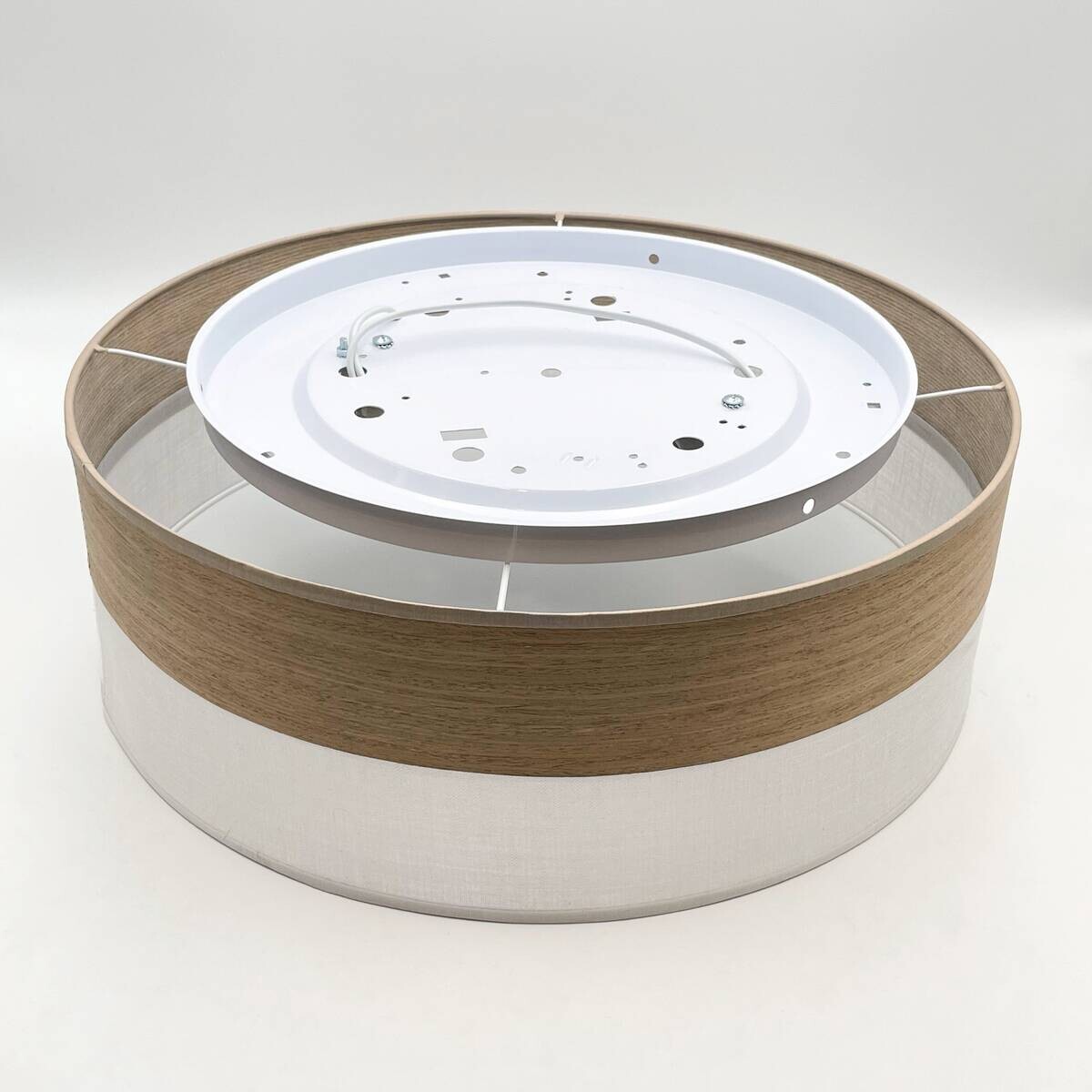 Lamkur Deckenleuchte Eiche weiß PVC Holz B/H/L: ca. 45x15x45 cm E27 2 Brennstellen