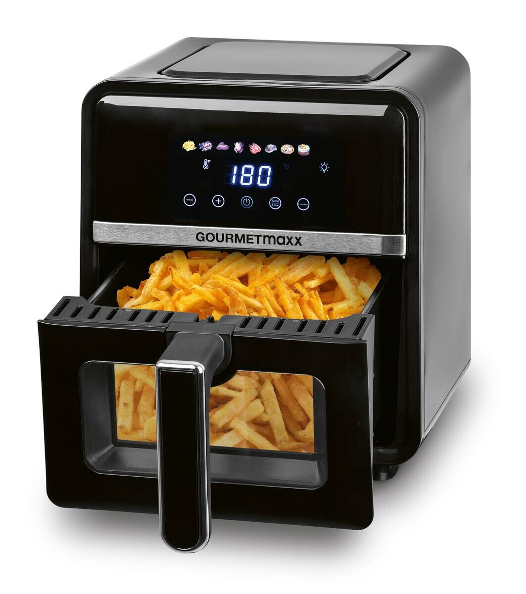 GOURMETmaxx Heißluftfritteuse 16539 schwarz Edelstahl B/H/L: ca. 25x30x36,5 cm ca. 5 l