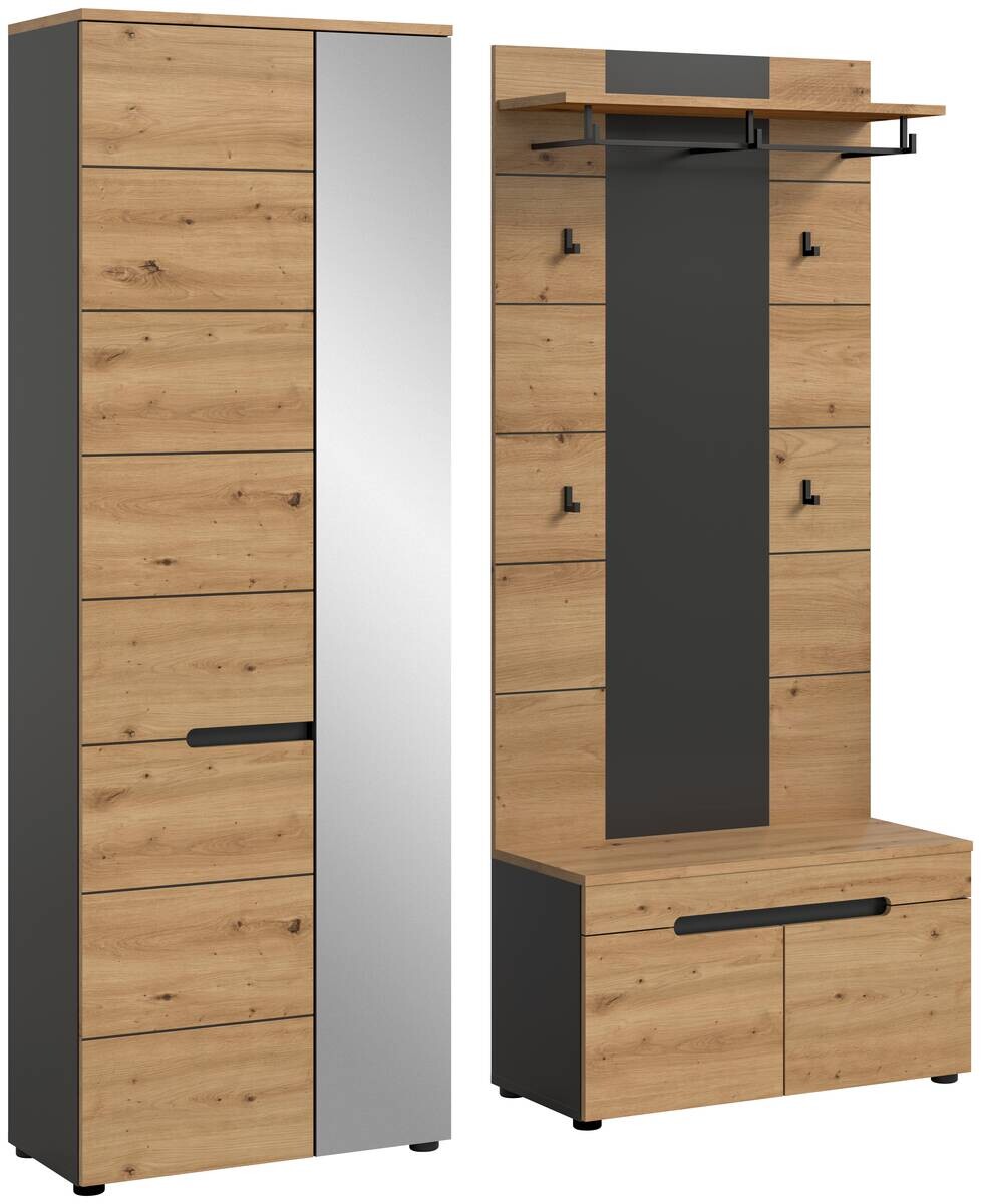 Garderobe Canu basaltgrau Nachbildung Artisan Nachbildung B/H/T: ca. 160x190x37 cm