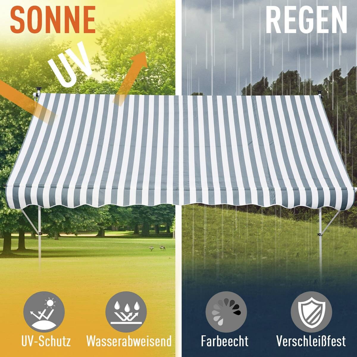 Outsunny Markise grün B/H/L: ca. 150x280x300 cm