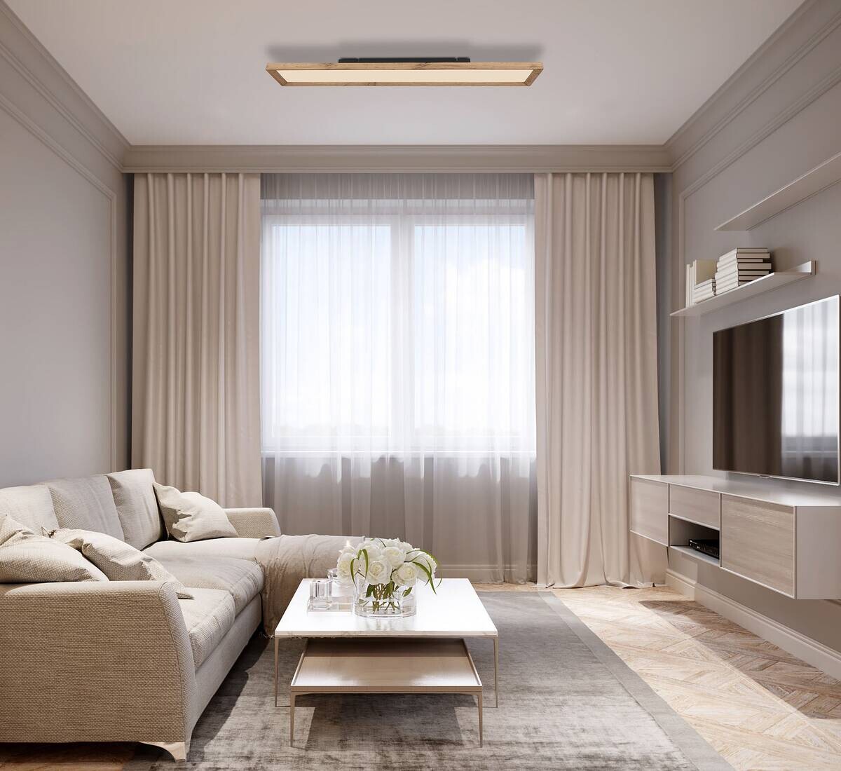 GLOBO LED-Deckenleuchte schwarz weiß Metall B/H/T: ca. 20x8,5x80 cm