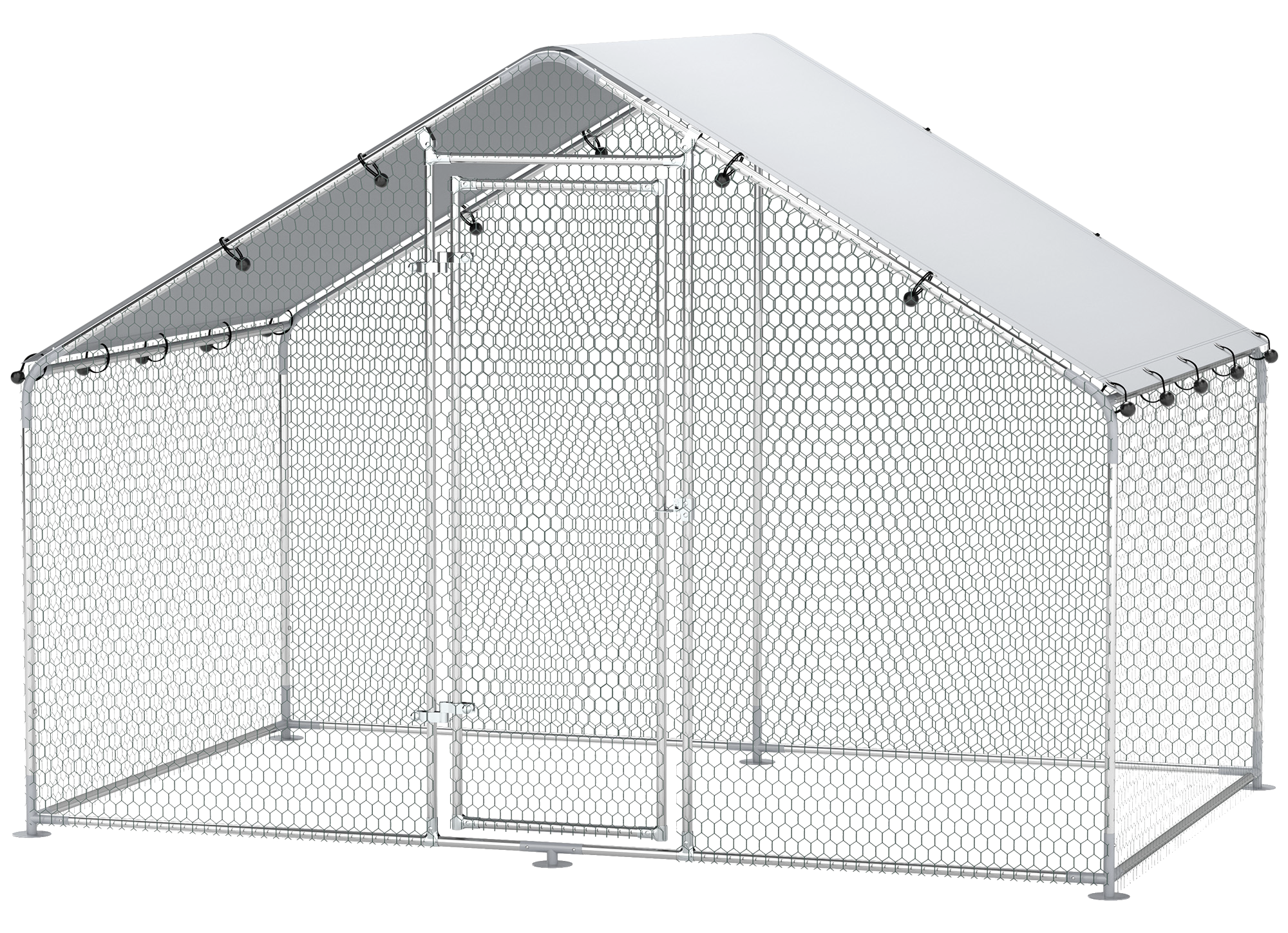 PawHut Freilaufgehege silber Stahl B/H/L: ca. 170x190x300 cm