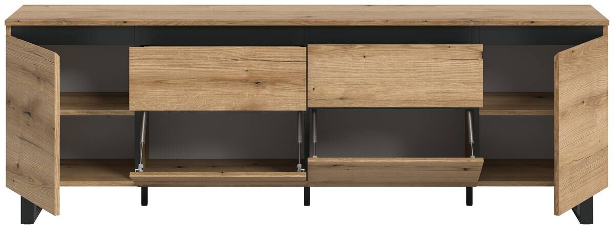 Lowboard Tomasa Evoke Oak Nachbildung schwarz B/H/T: ca. 188x65x36 cm